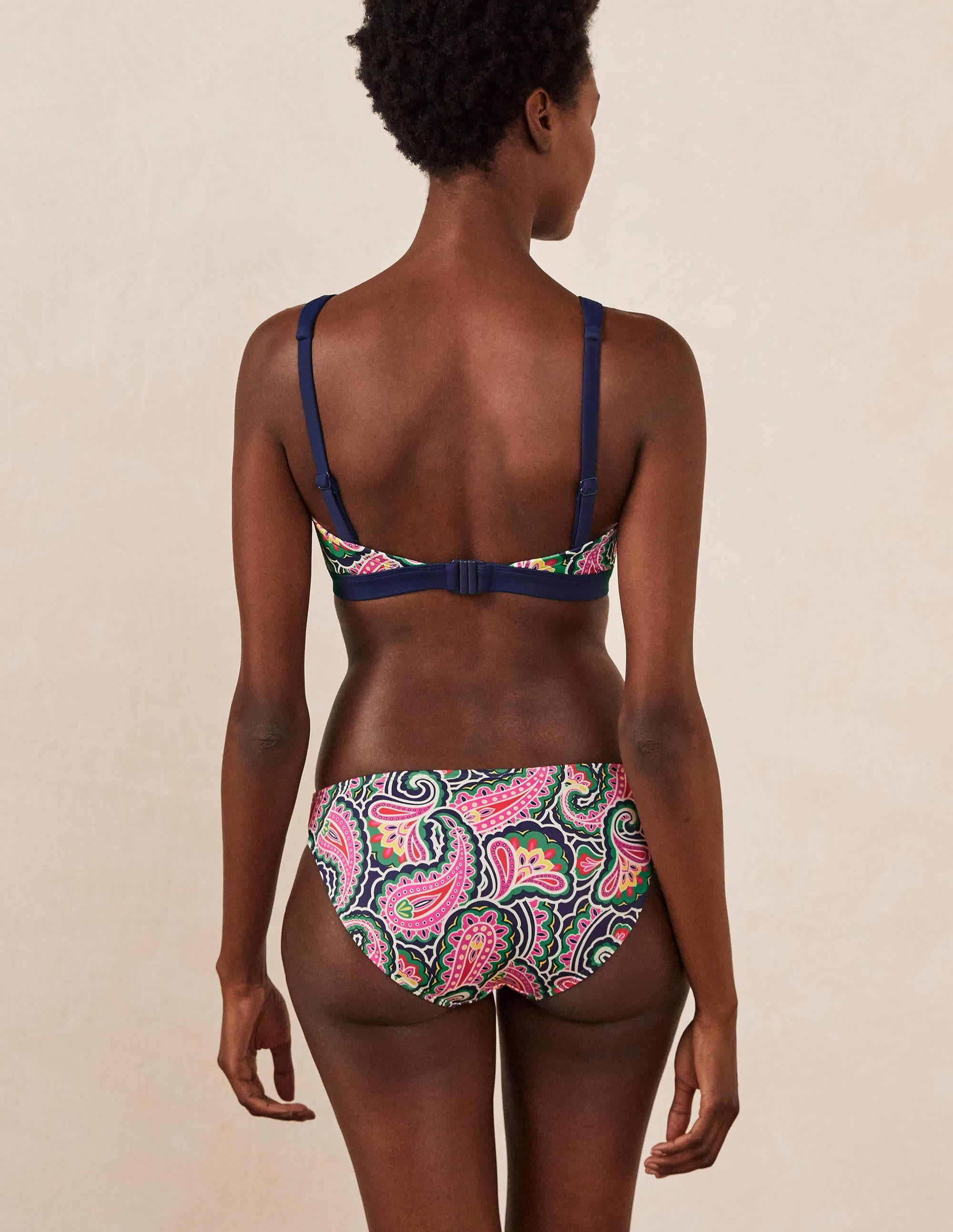 Amalfi Bikini Bottoms-French Navy, Summer Paisley - Image 2
