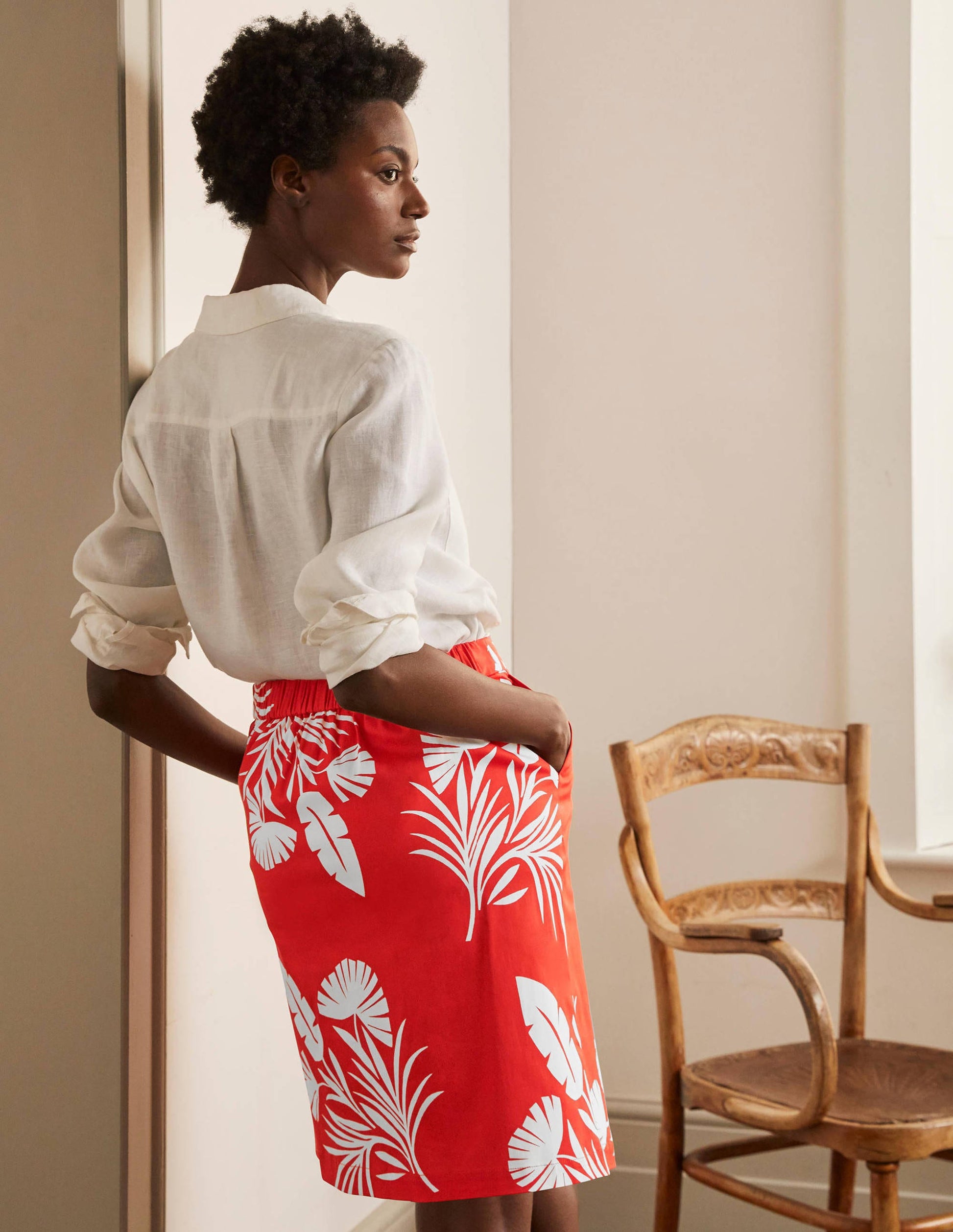 Danby Pull On Mini Skirt-Cherry Red, Jungle Bouquet-2