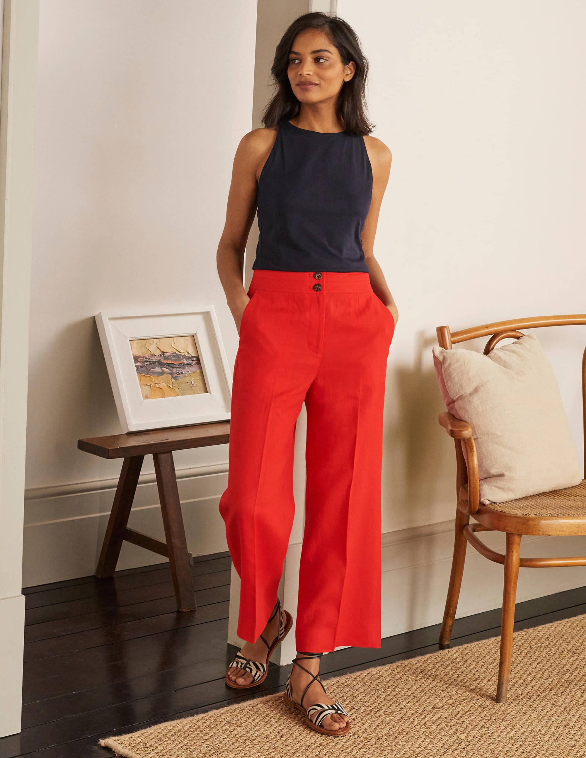 Cornwall Linen Pants-Cherry Red - Image 4
