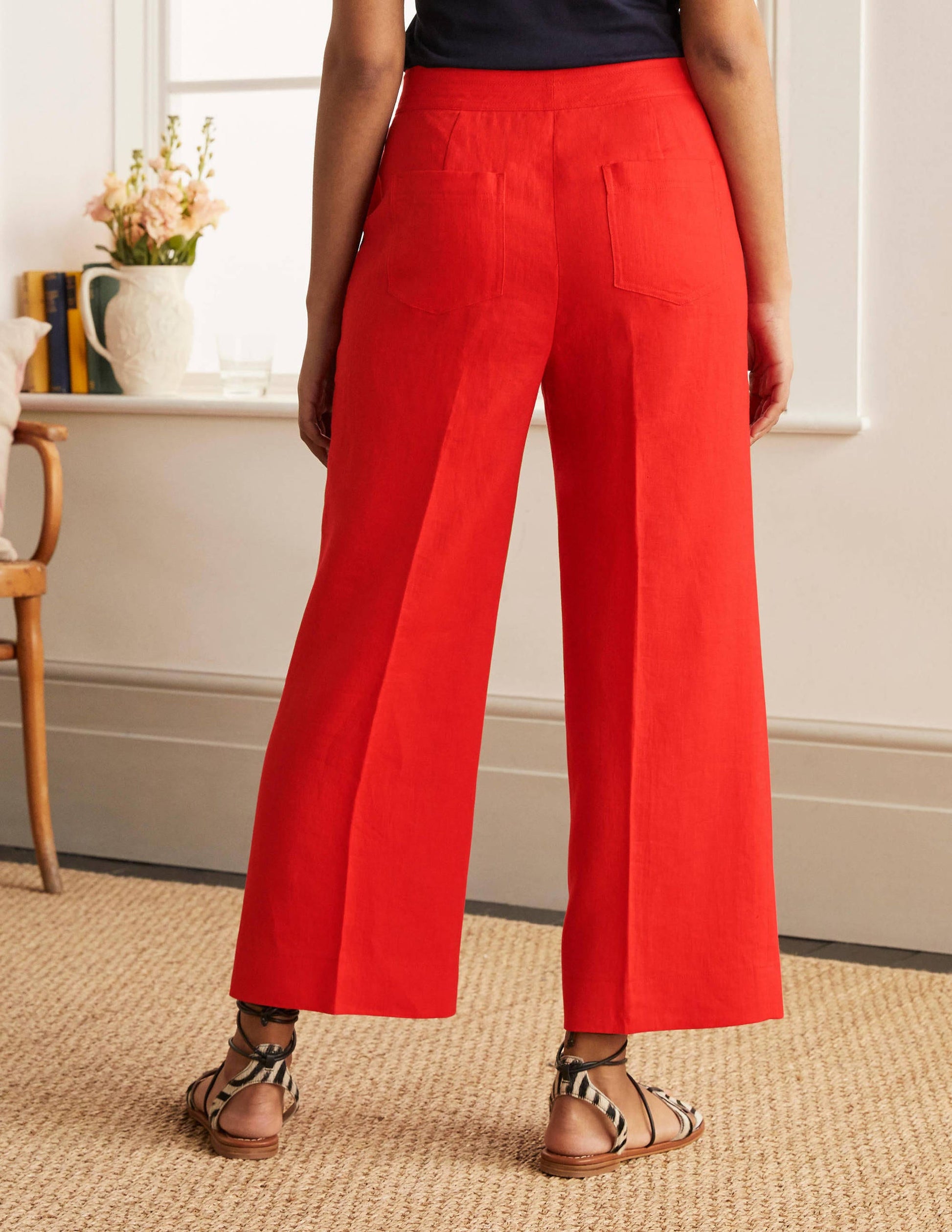 Cornwall Linen Pants-Cherry Red-2