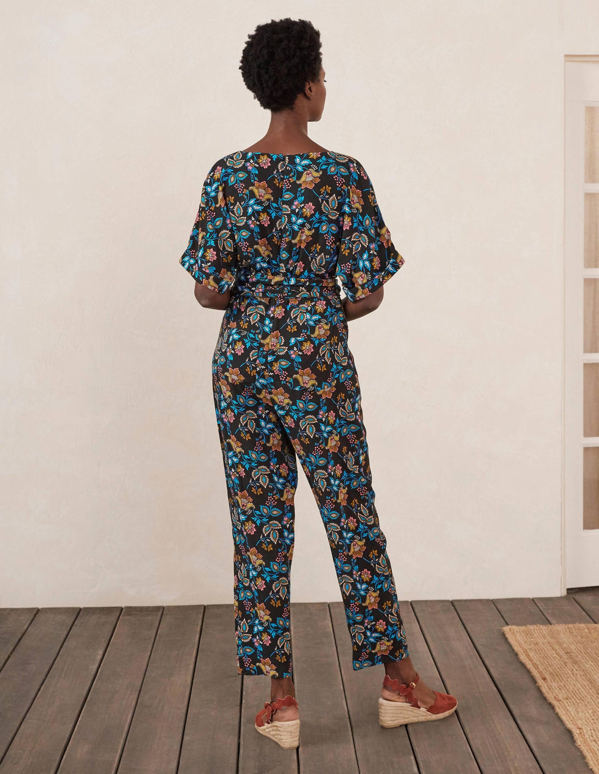Alice Wrap Jumpsuit-Black, Summer Chintz-2
