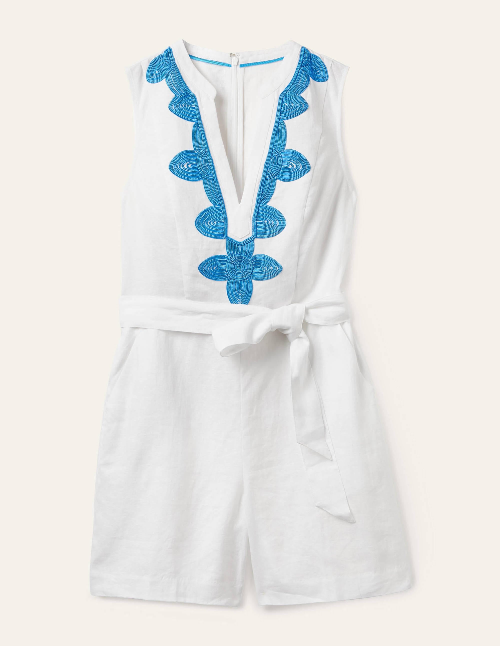Bella Embroidered Romper-White/Moroccan Blue - Image 5