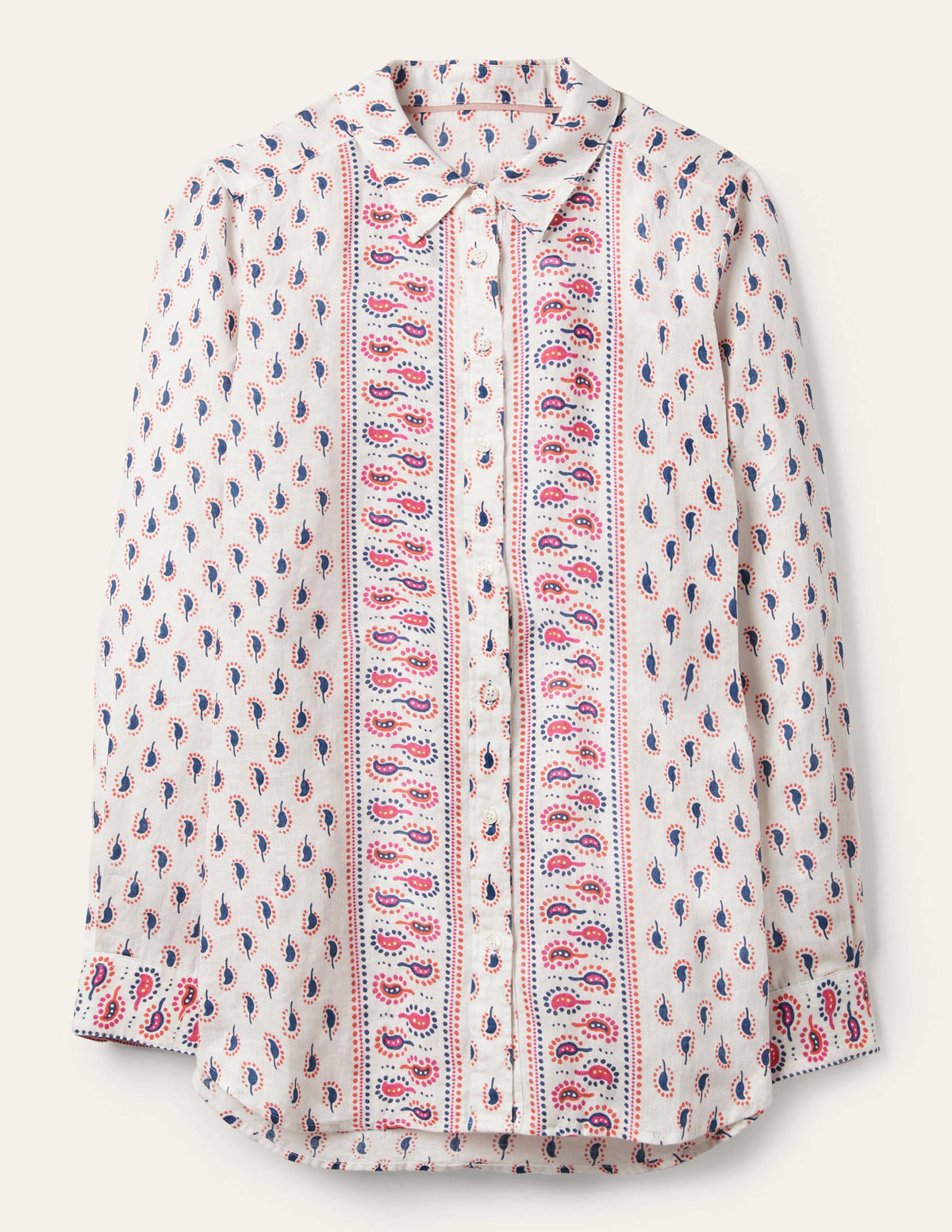 Linen Shirt-Ivory, Paisley Stamp-5