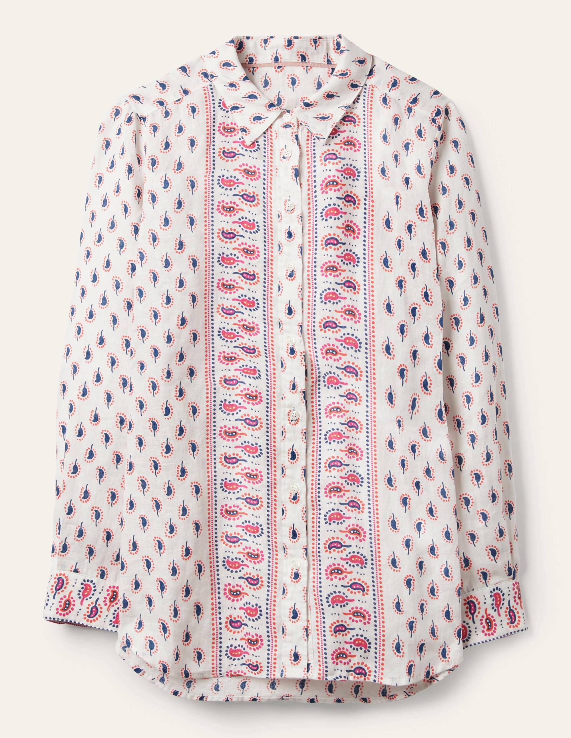 Linen Shirt-Ivory, Paisley Stamp - Image 5