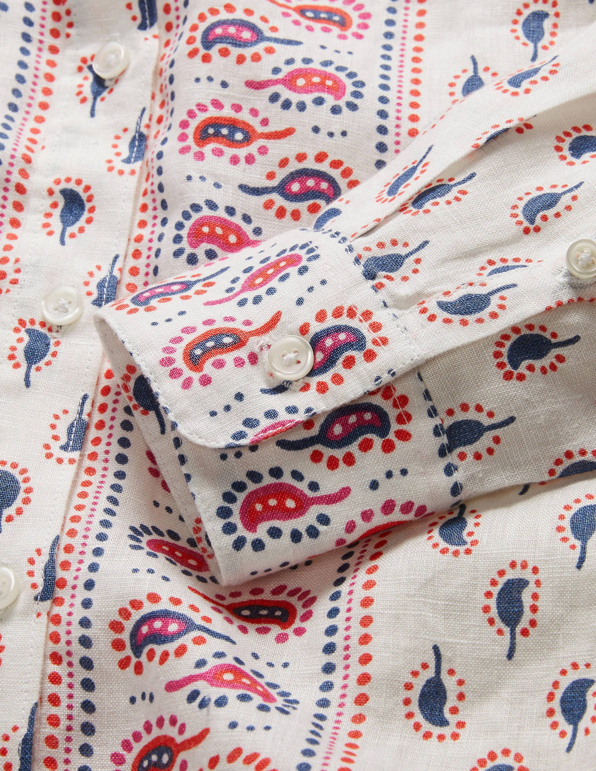 Linen Shirt-Ivory, Paisley Stamp - Image 6