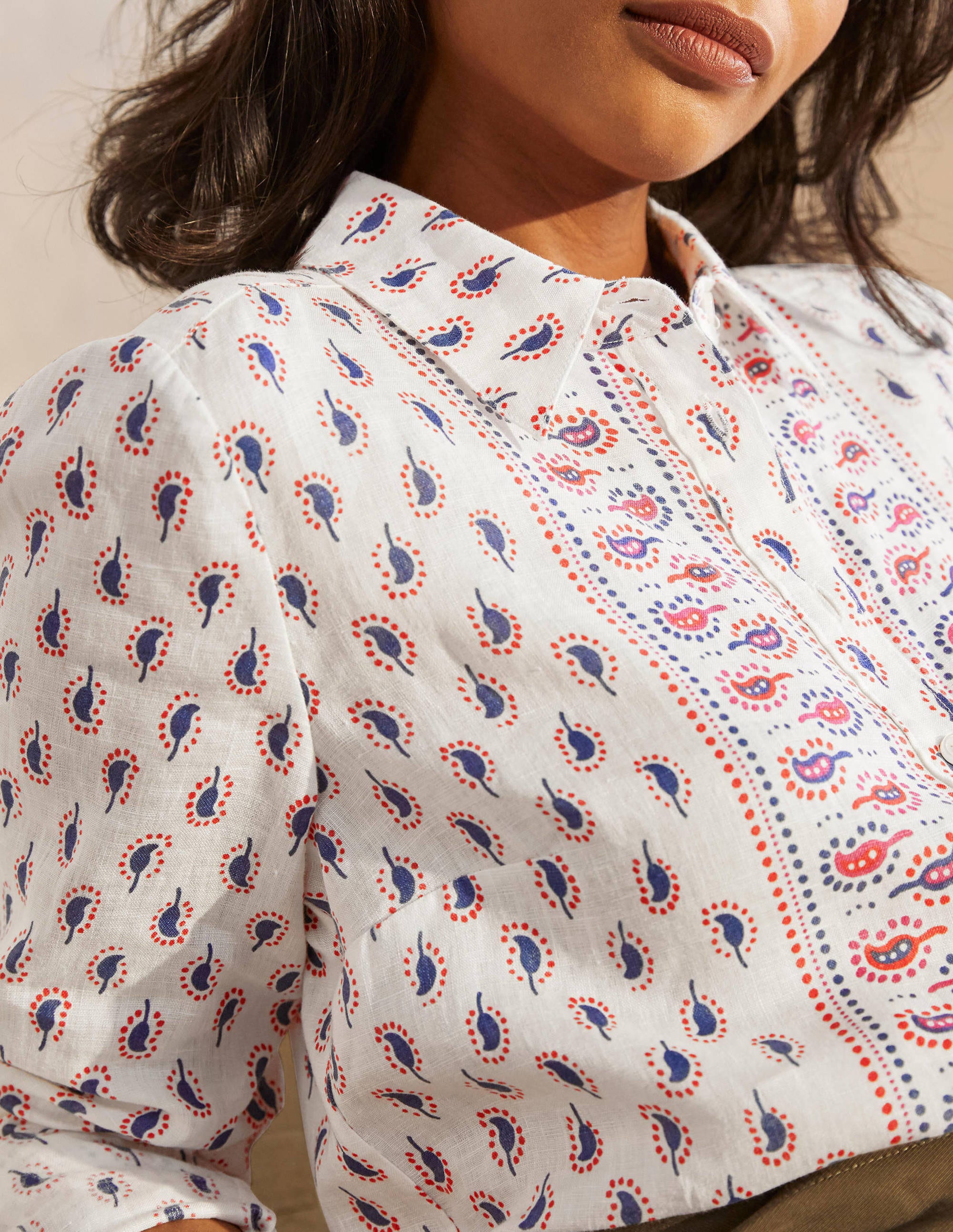 Linen Shirt-Ivory, Paisley Stamp - Image 3