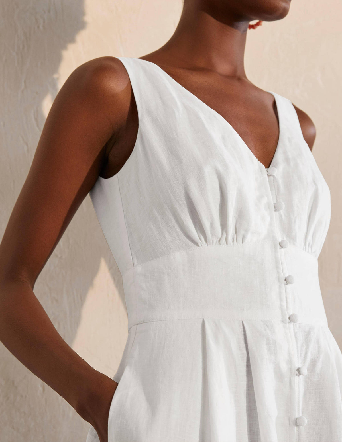 Jemima Linen Midi Dress-White - Image 3