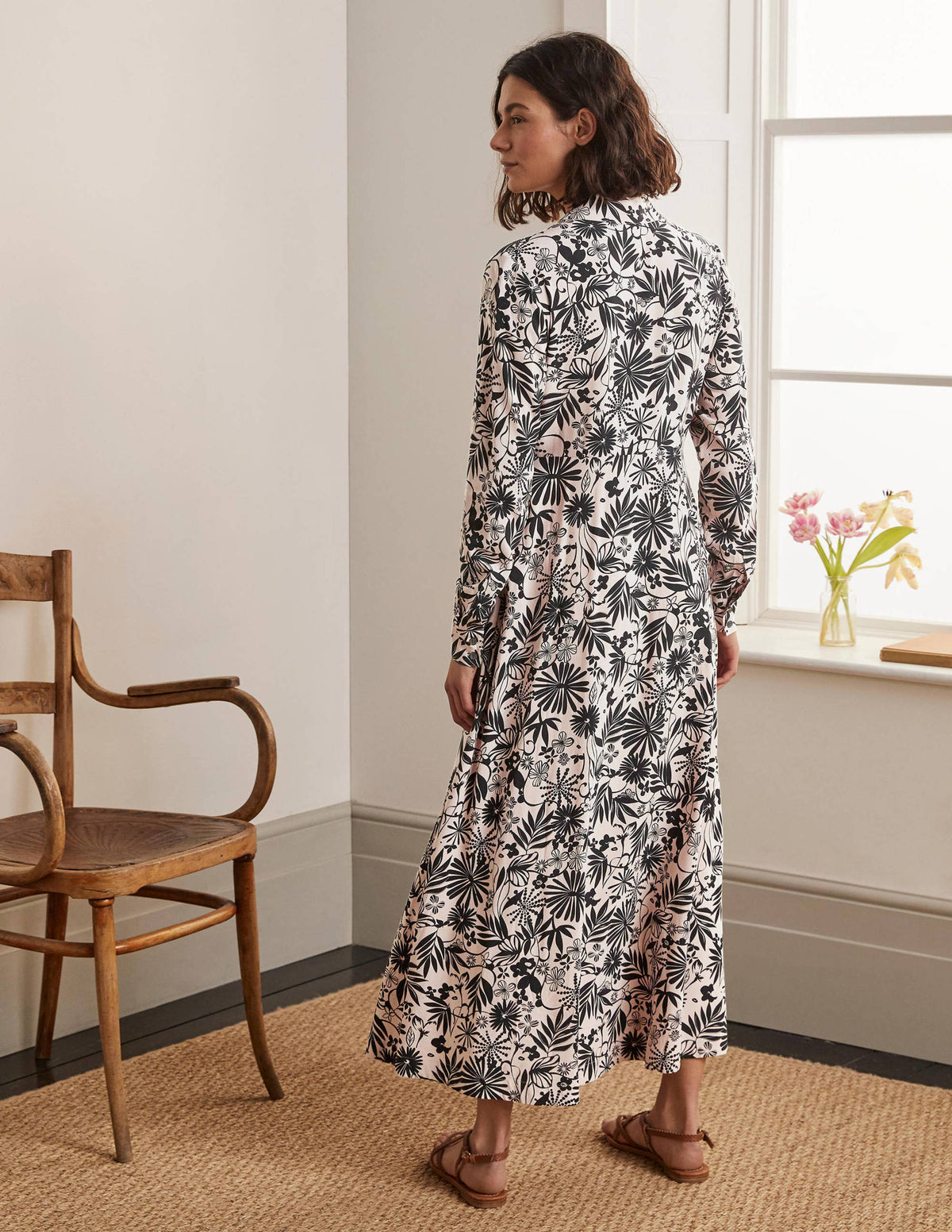 Cecile Midi Shirt Dress-Milkshake, Enchanting Floral - Image 2