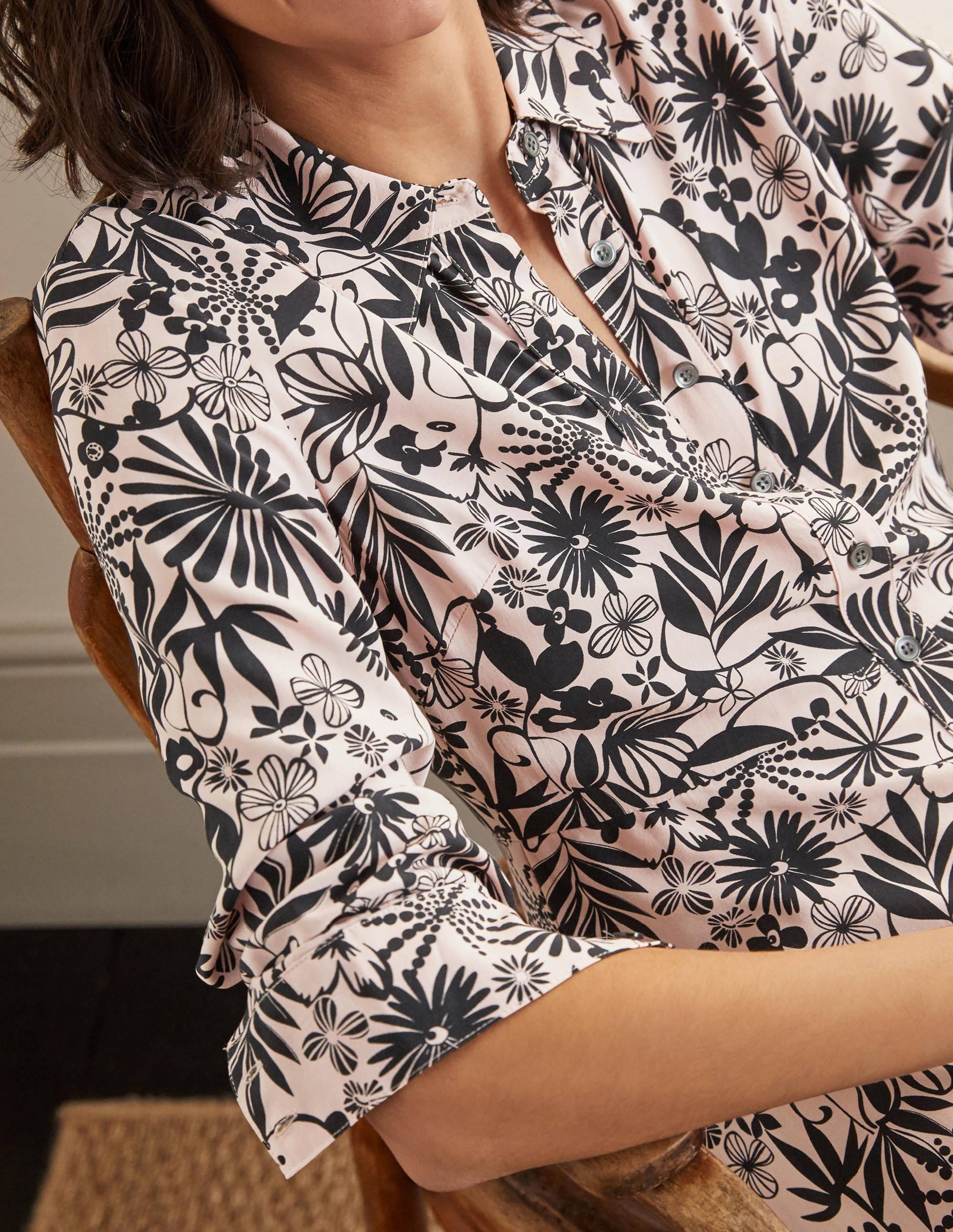 Cecile Midi Shirt Dress-Milkshake, Enchanting Floral - Image 3