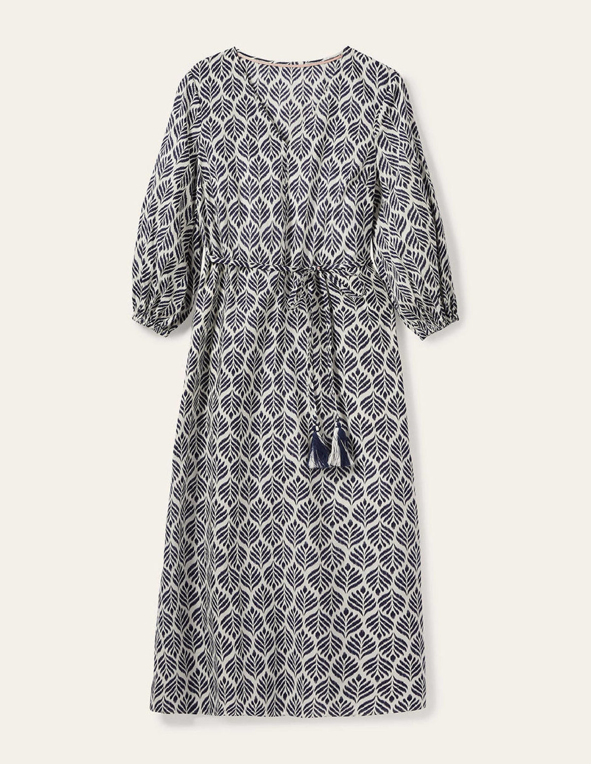 Daria Cotton Midi Dress-Ivory, Palm Tile-5