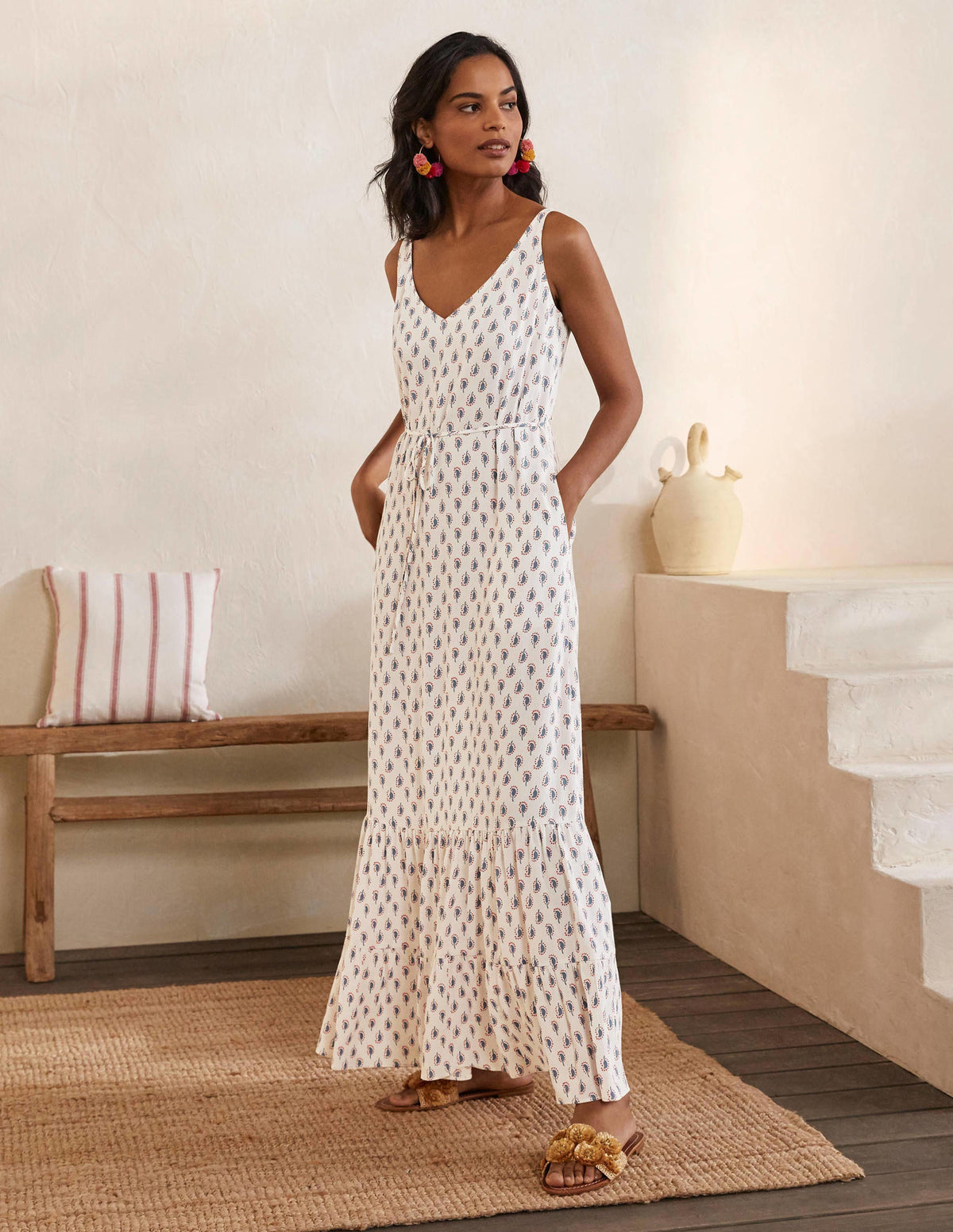 Alicia Maxi Dress-Ivory, Paisley Stamp - Image 1