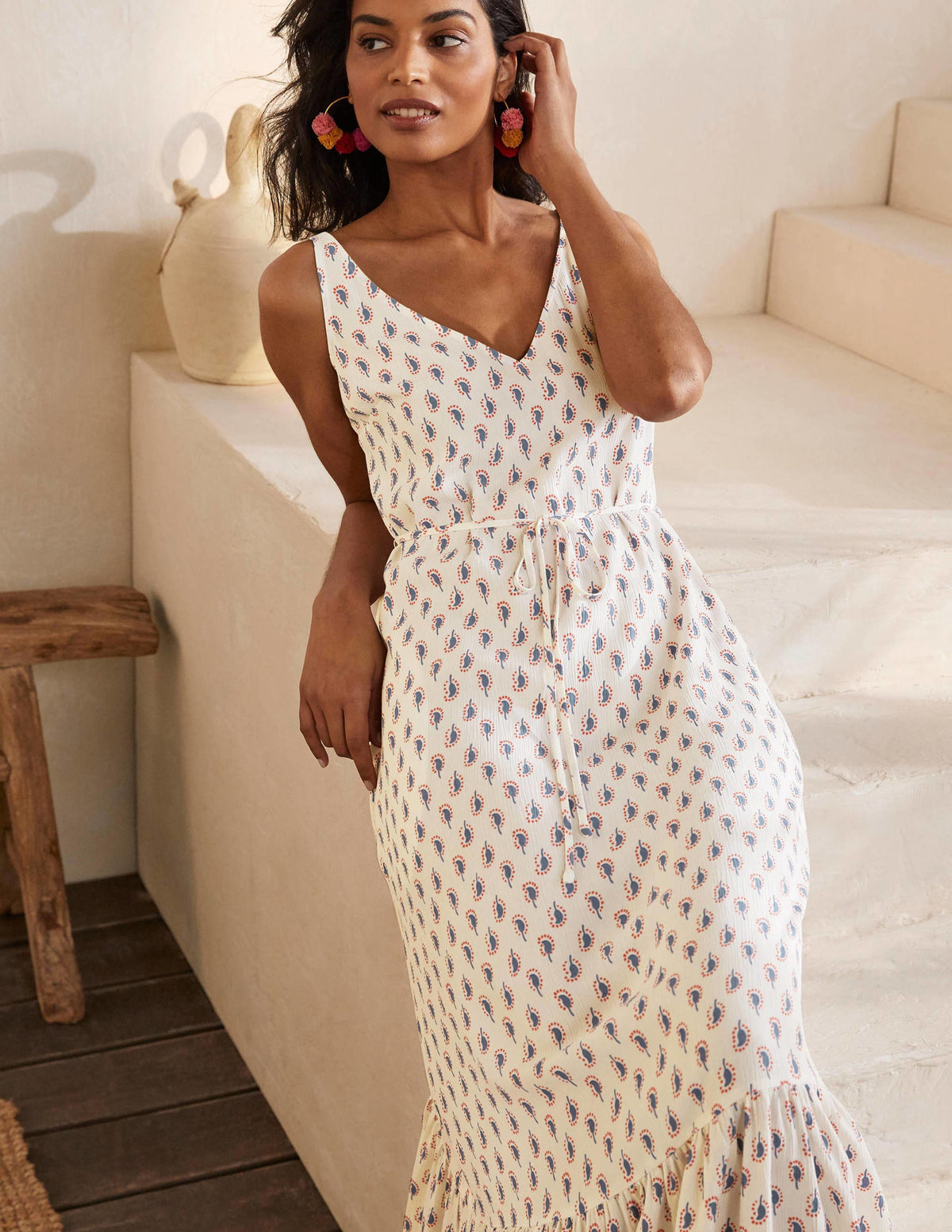 Alicia Maxi Dress-Ivory, Paisley Stamp - Image 2
