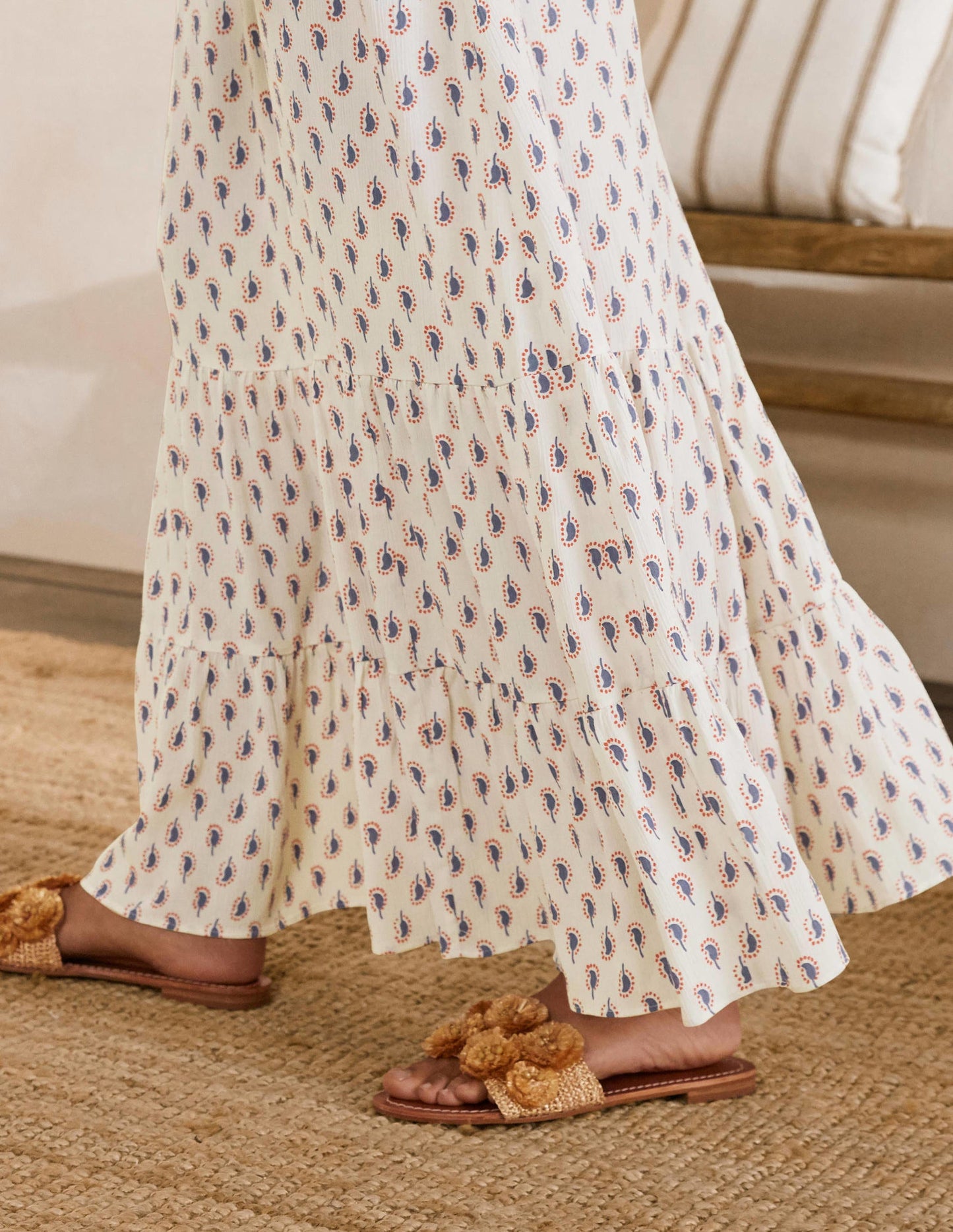 Alicia Maxi Dress-Ivory, Paisley Stamp