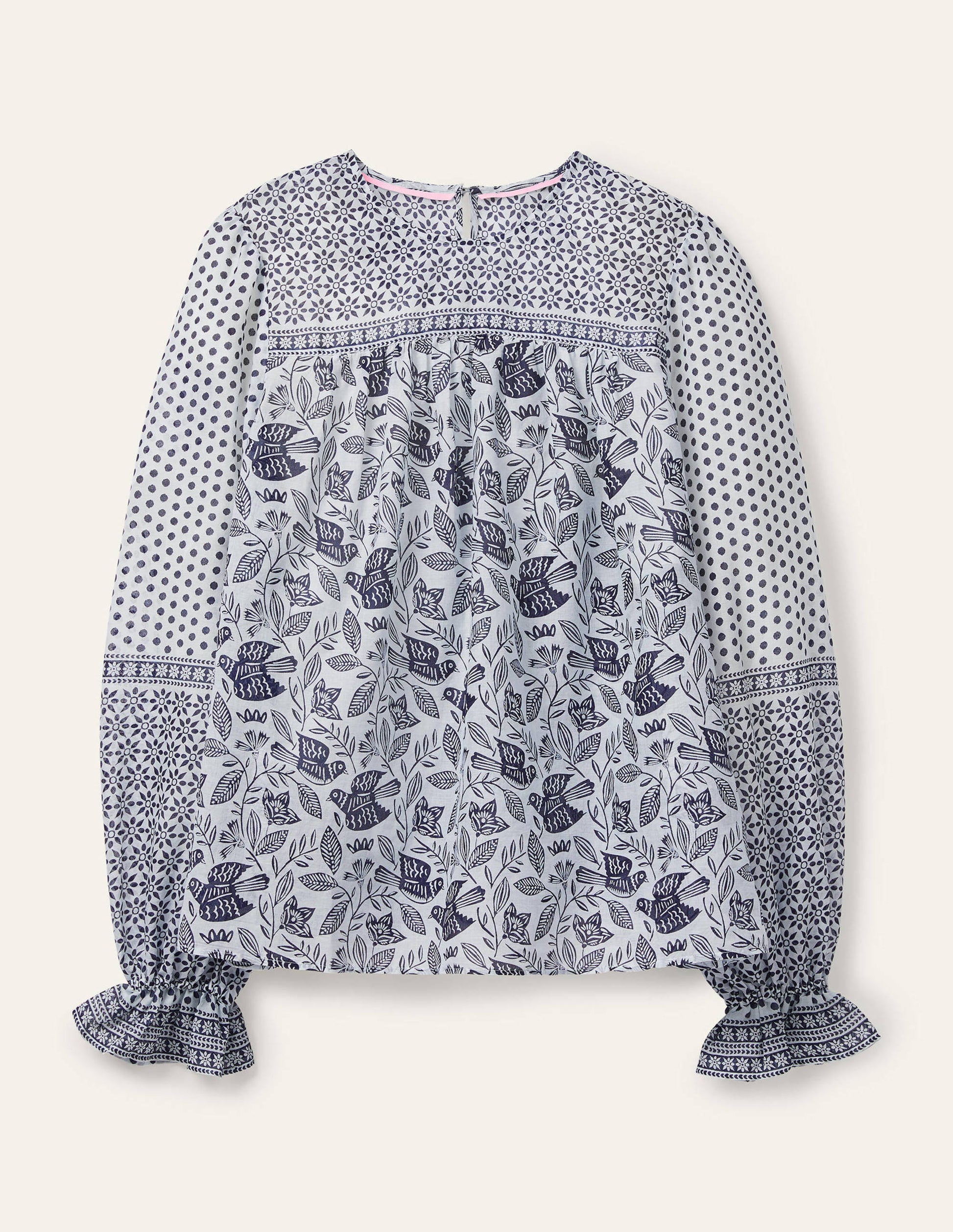 Gracie Cotton Blouse-Ivory, Meadow Flight-6