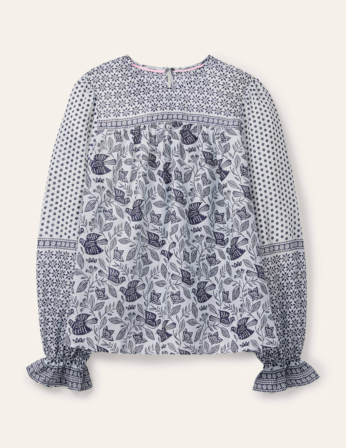 Gracie Cotton Blouse-Ivory, Meadow Flight - Image 6