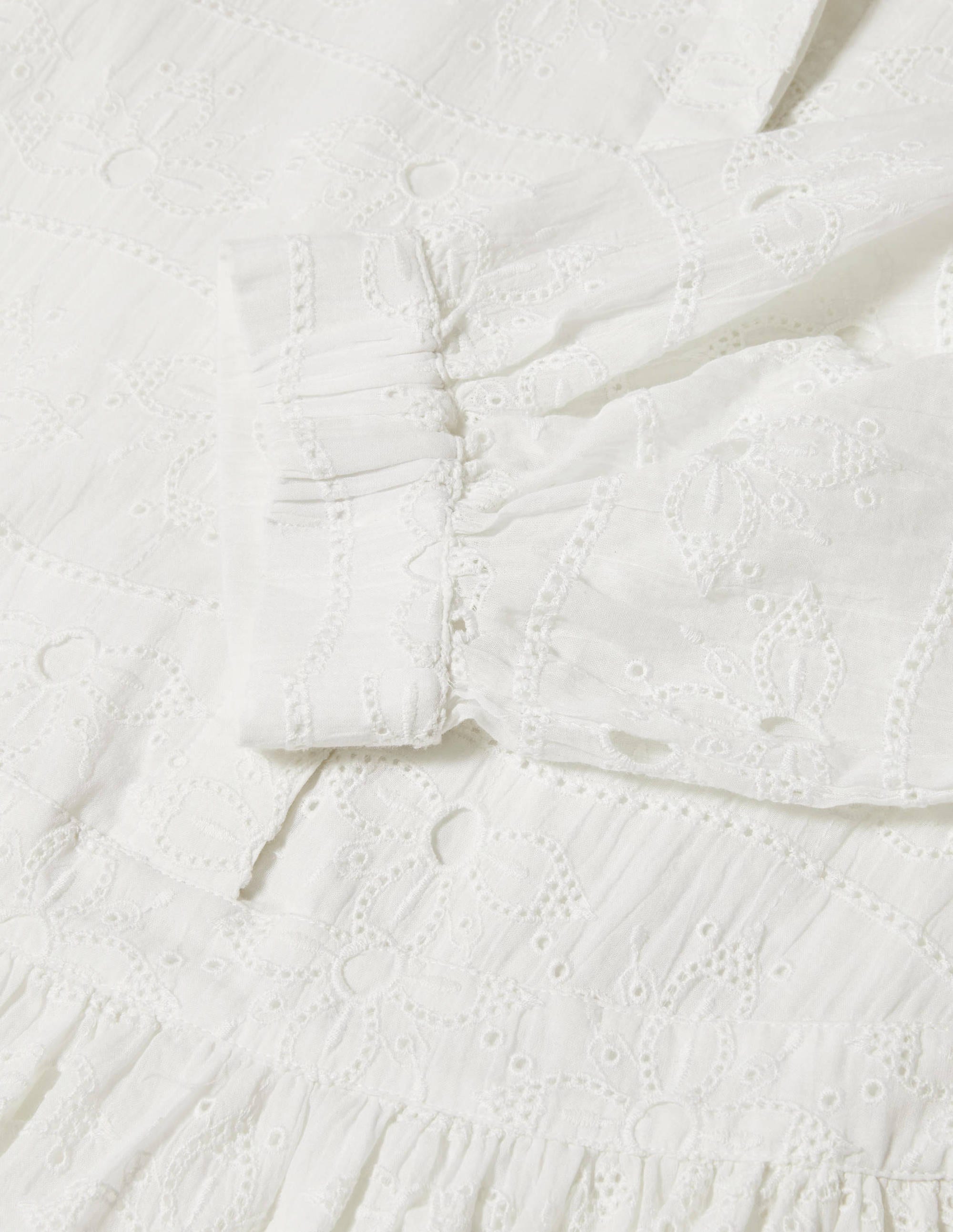 Broderie Cotton Dress-White - Image 5