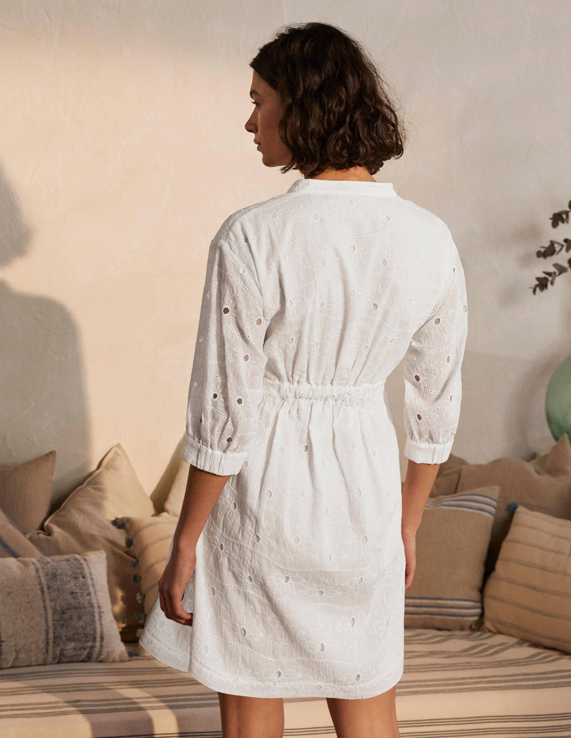 Broderie Cotton Dress-White-2