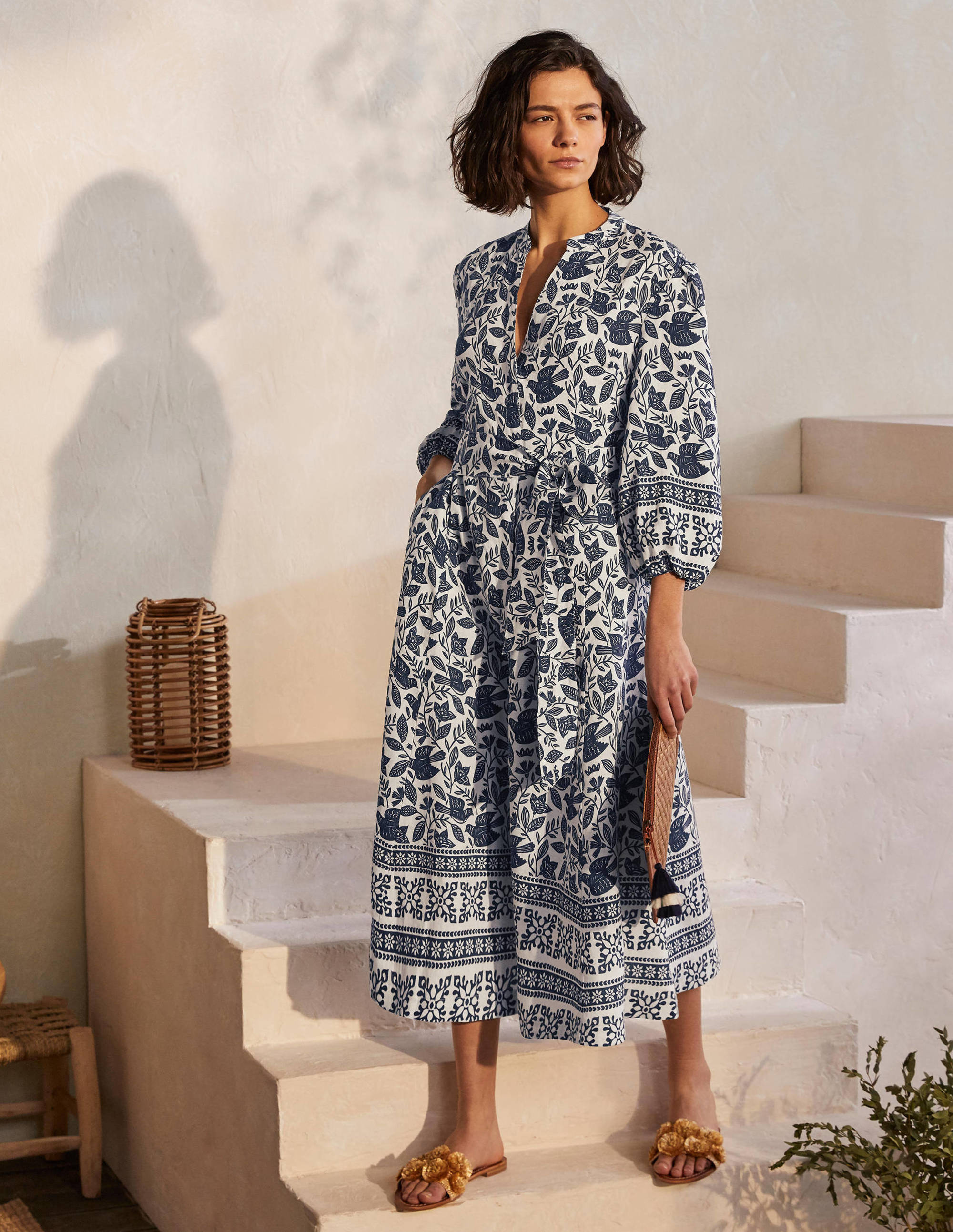 Addie Linen Midi Dress-Ivory, Meadow Flight - Image 5