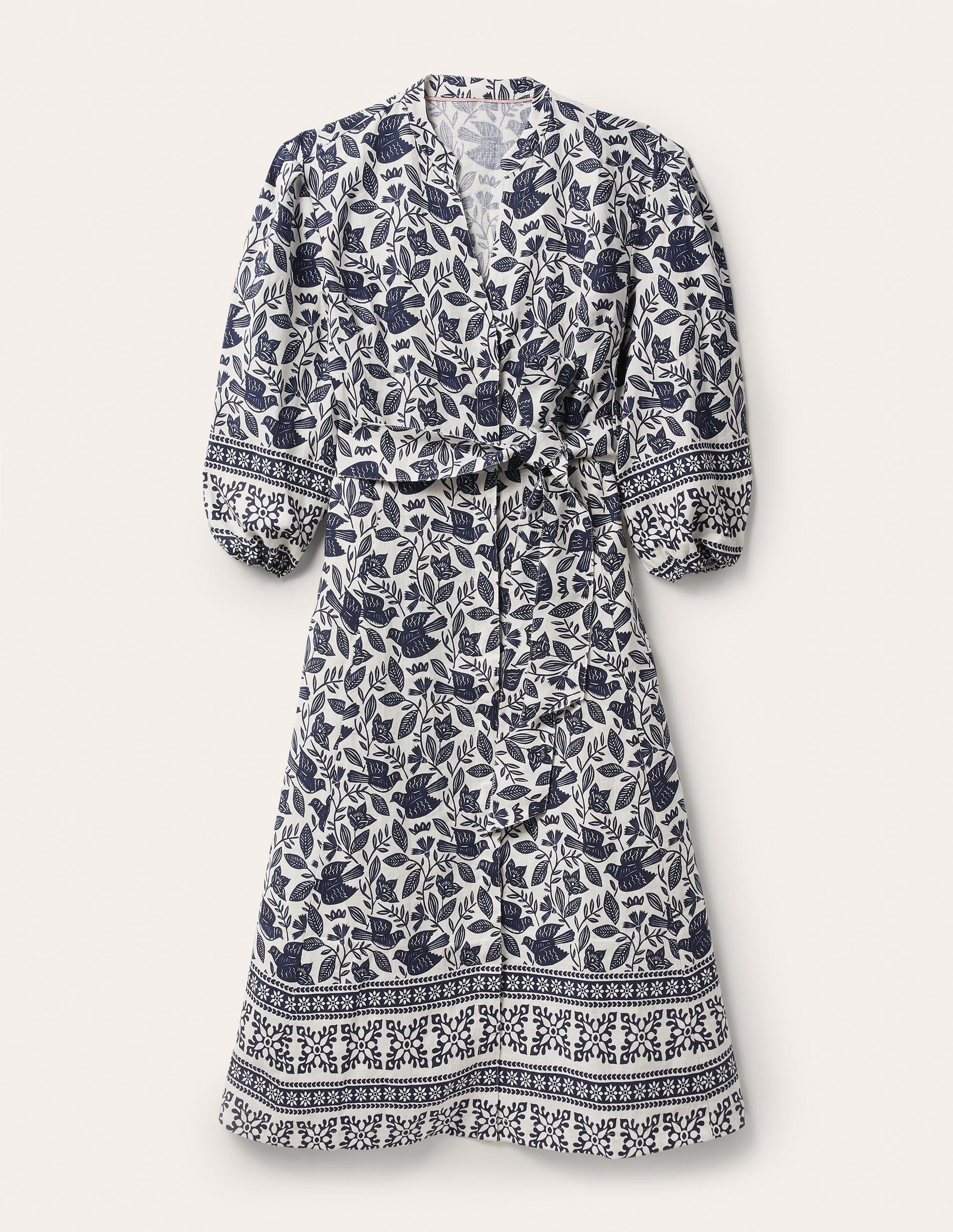 Addie Linen Midi Dress-Ivory, Meadow Flight-6