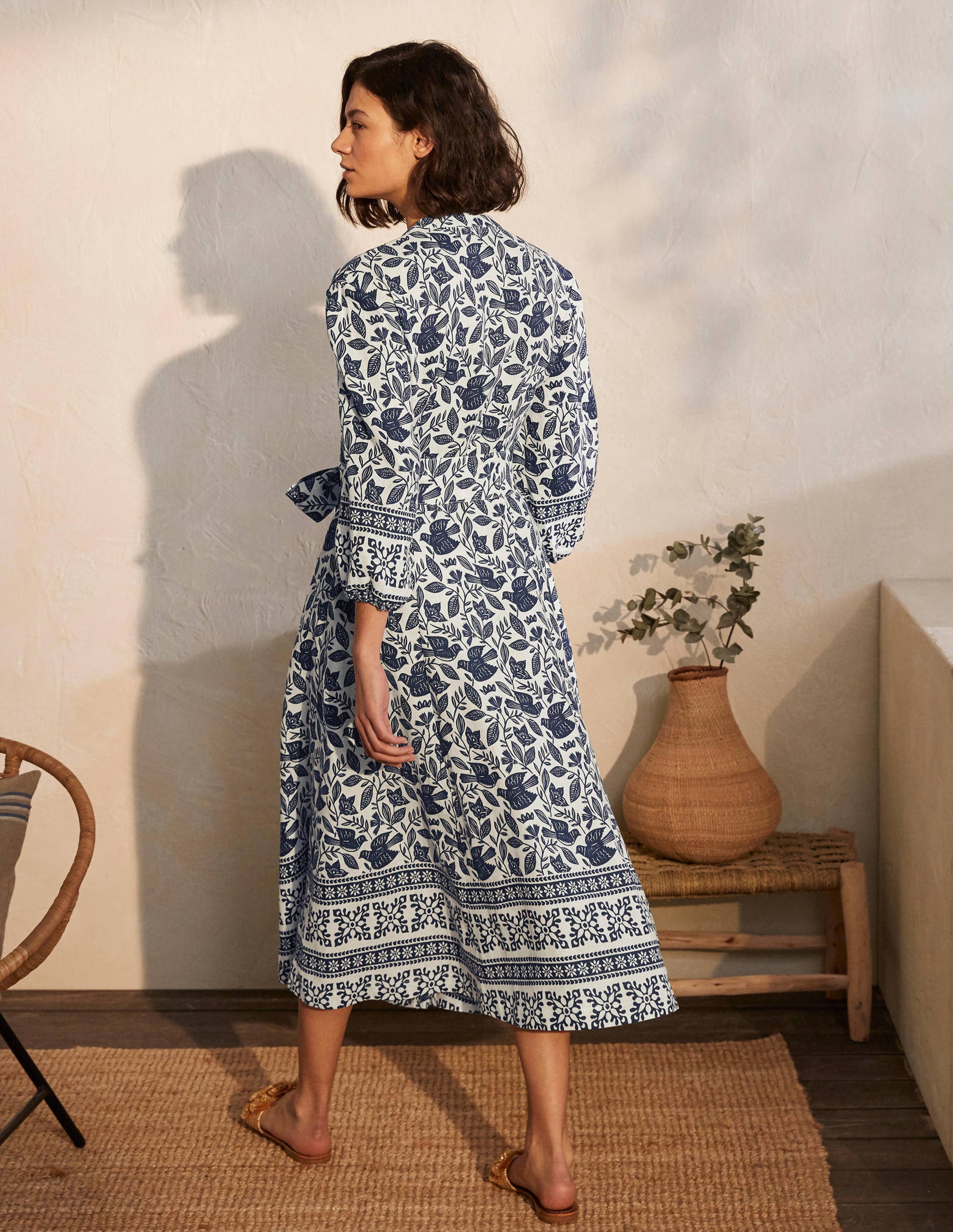 Addie Linen Midi Dress-Ivory, Meadow Flight-2