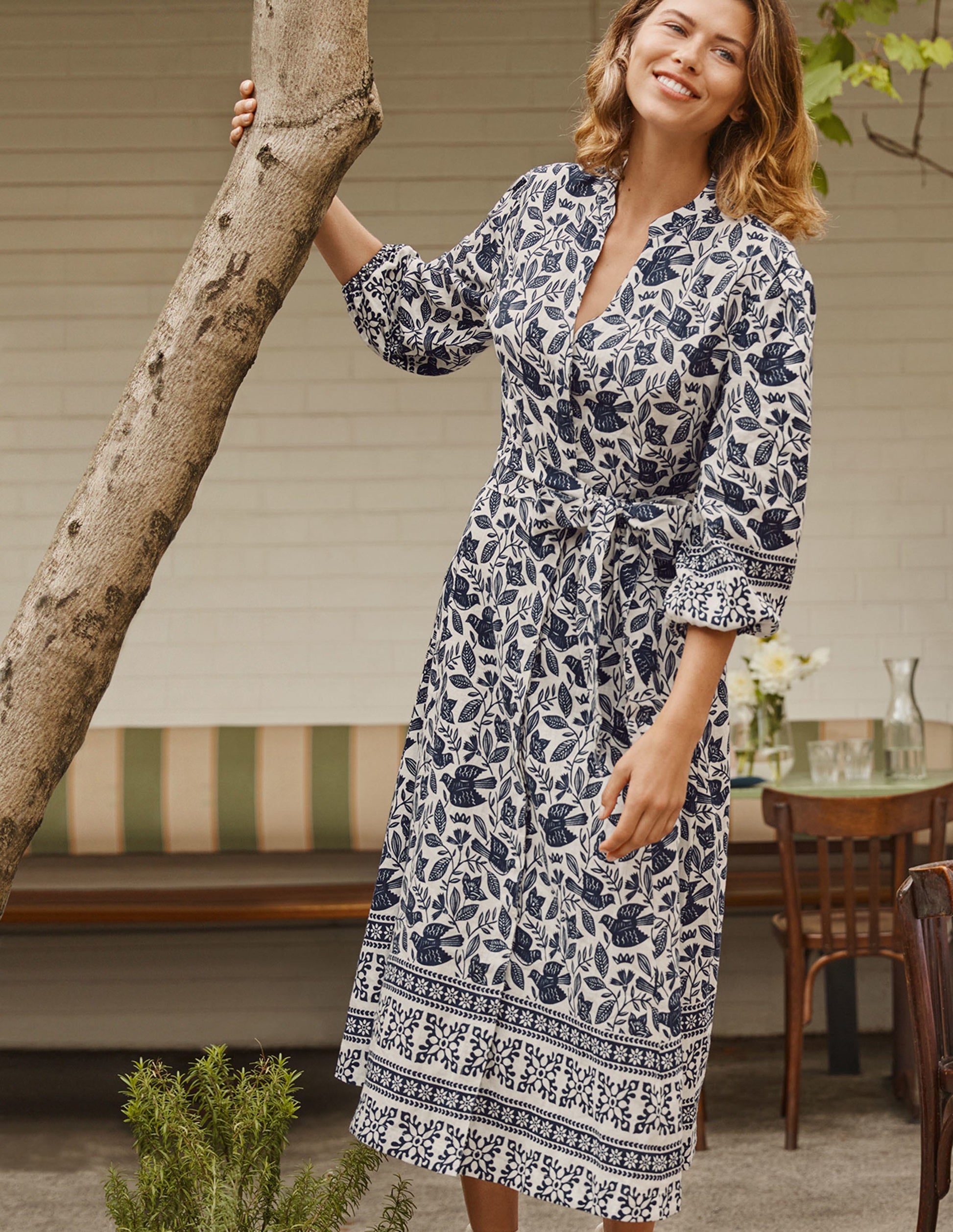 Addie Linen Midi Dress-Ivory, Meadow Flight-4