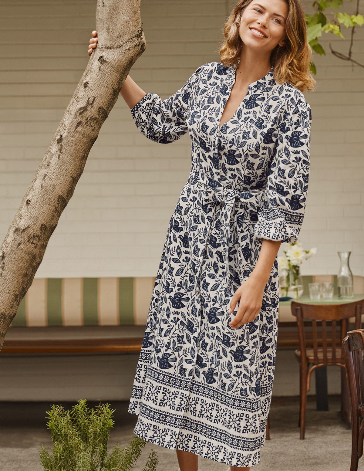 Addie Linen Midi Dress-Ivory, Meadow Flight - Image 4