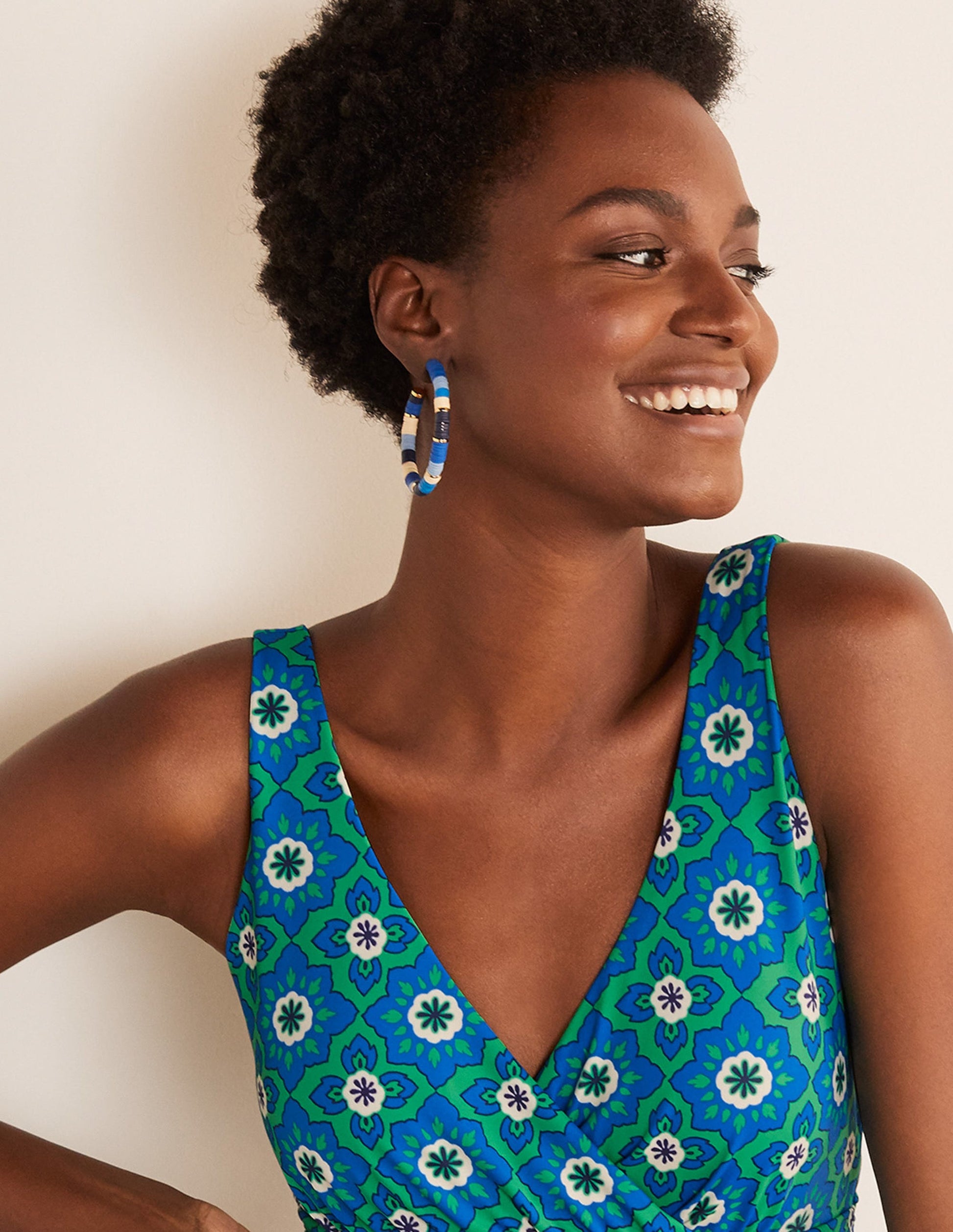 Beaded Hoop Earrings-Moroccan Blue-3