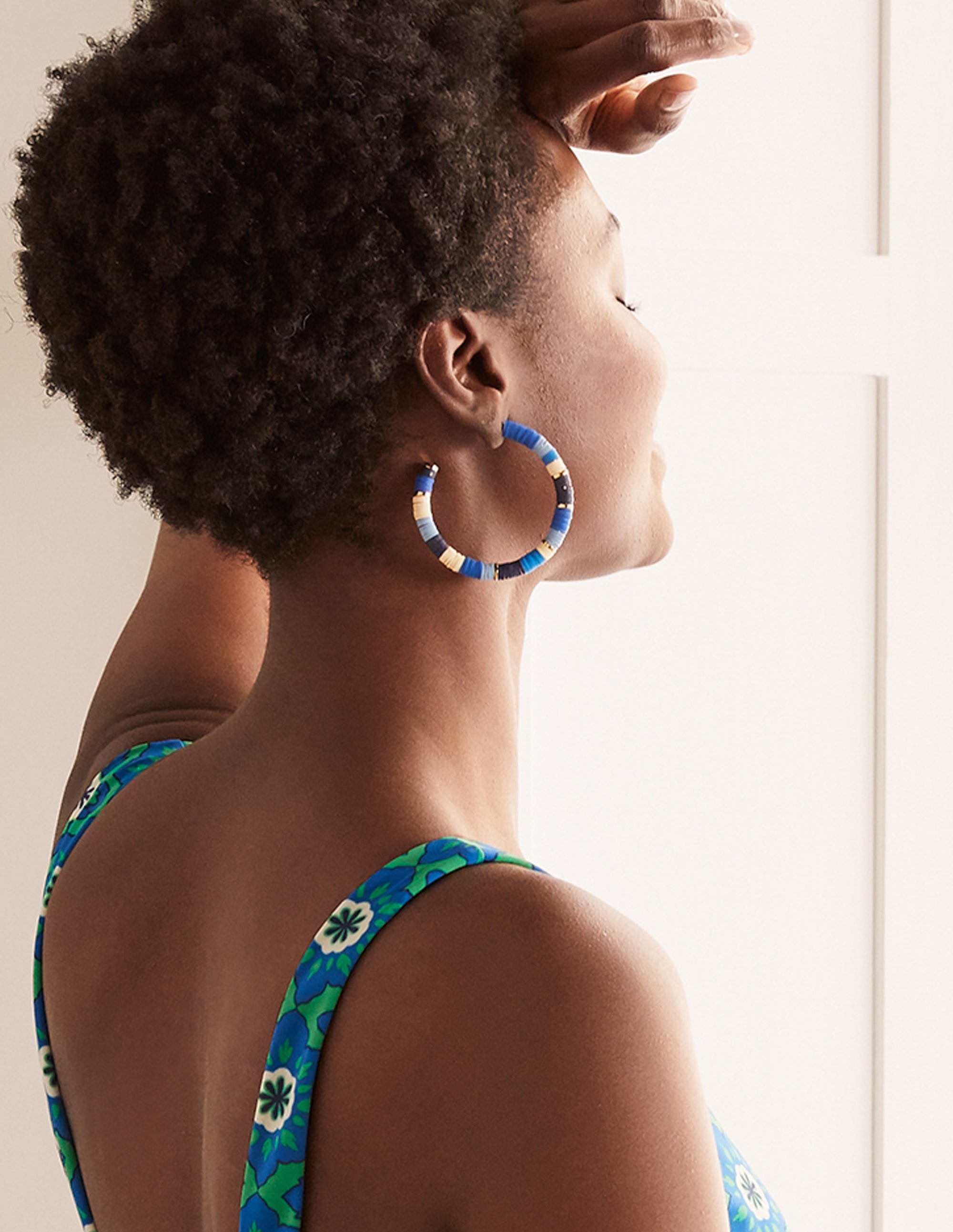 Beaded Hoop Earrings-Moroccan Blue - Image 4