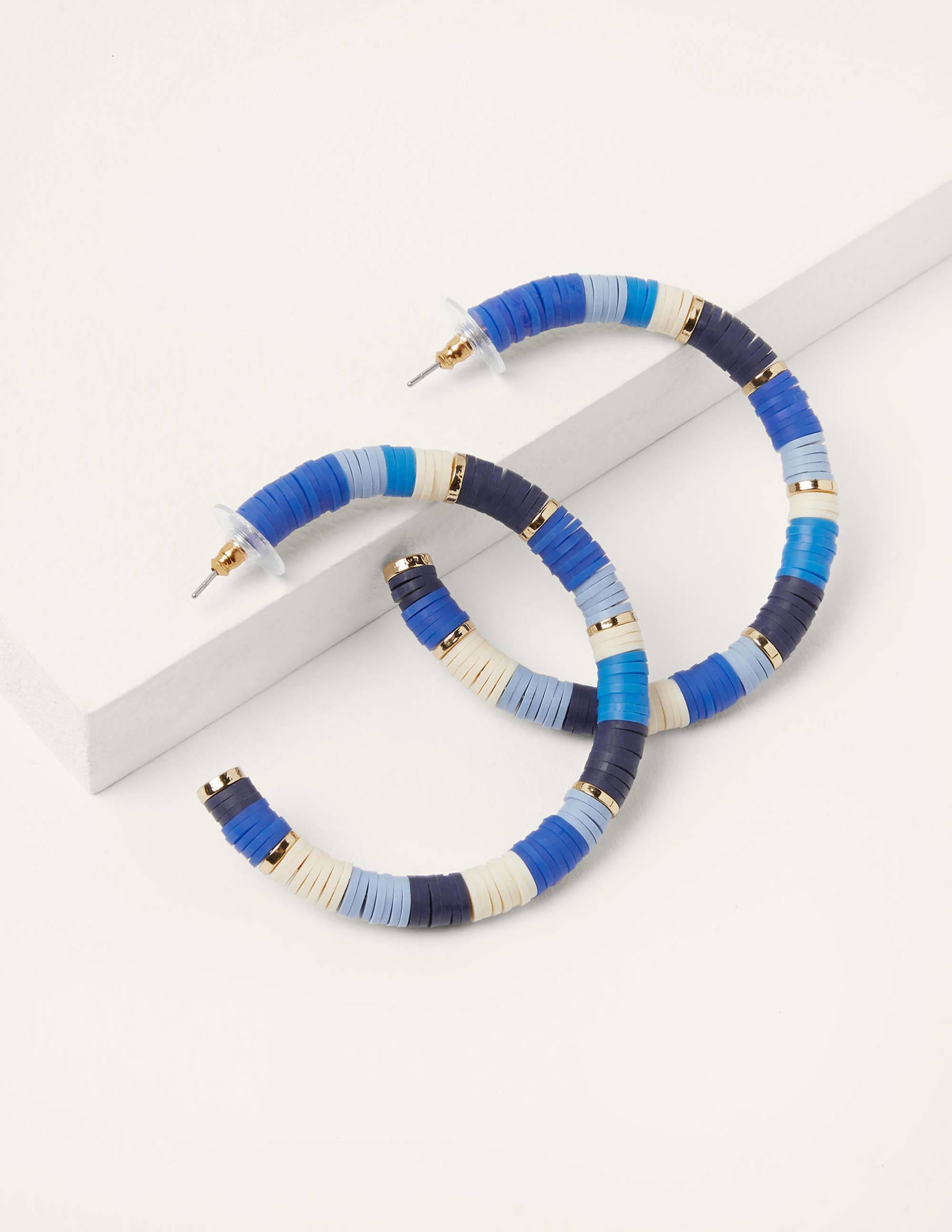 Beaded Hoop Earrings-Moroccan Blue - Image 1