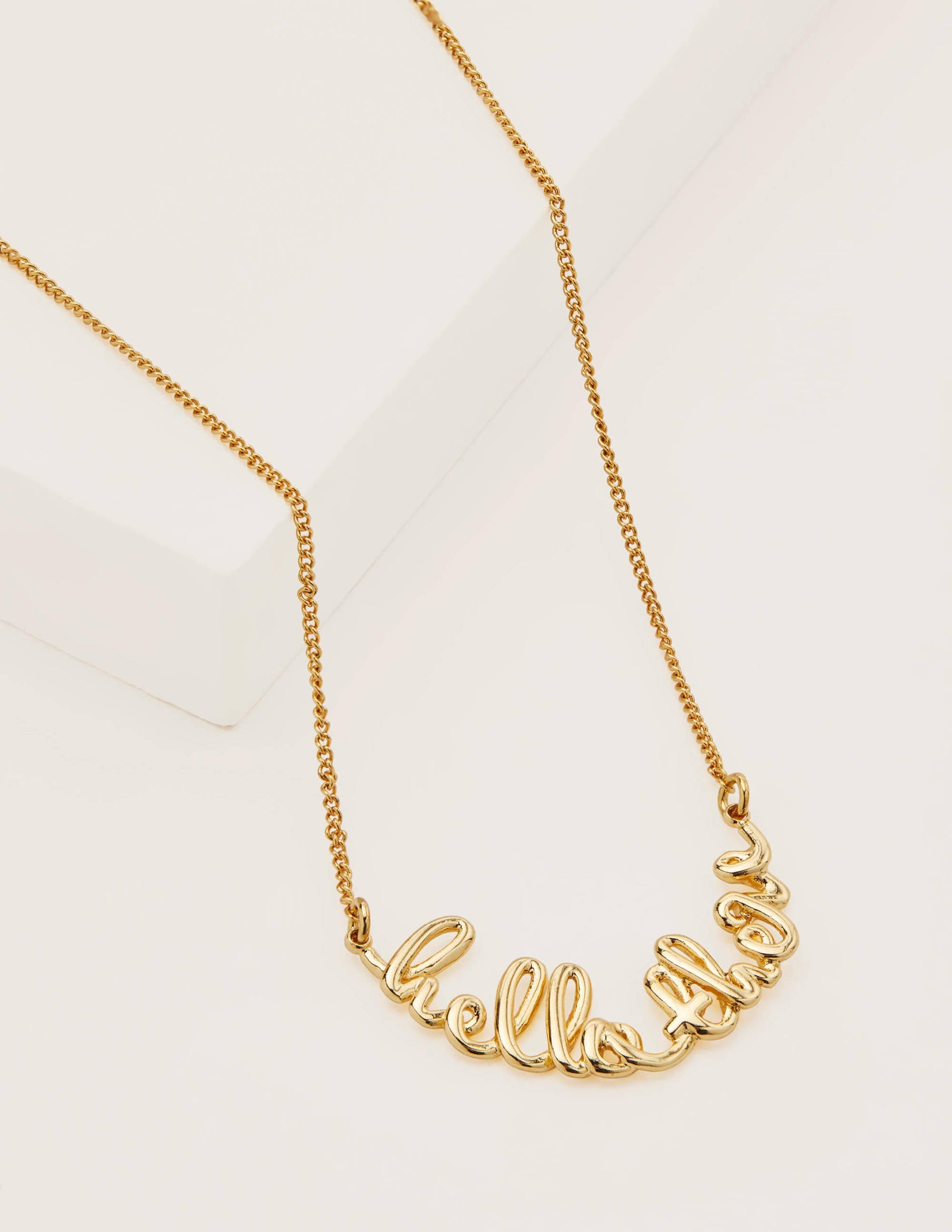 Greeting Necklace-Gold Hello There-2