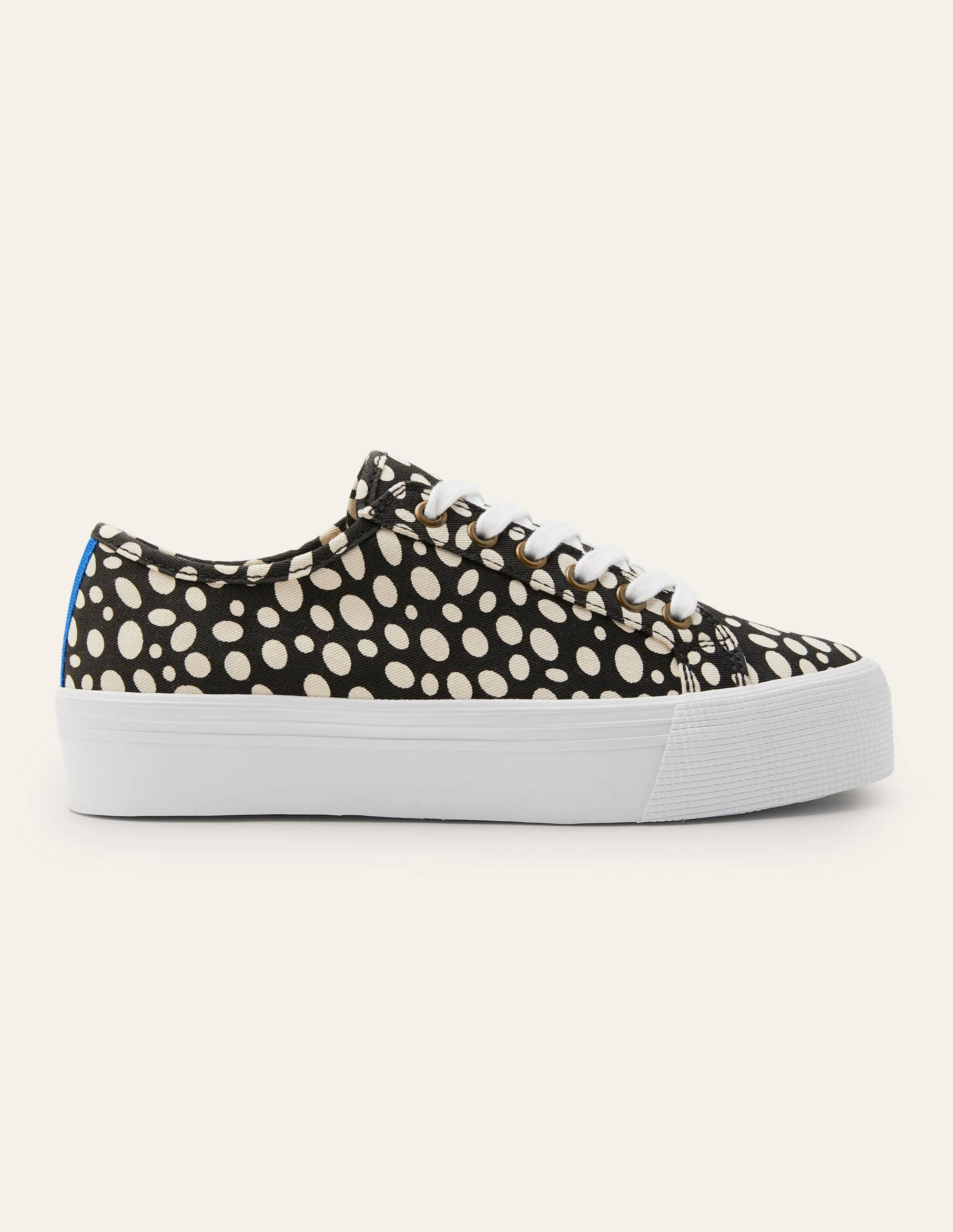 Canvas Flatform Plimsolls-Black/Ivory Animal - Image 2
