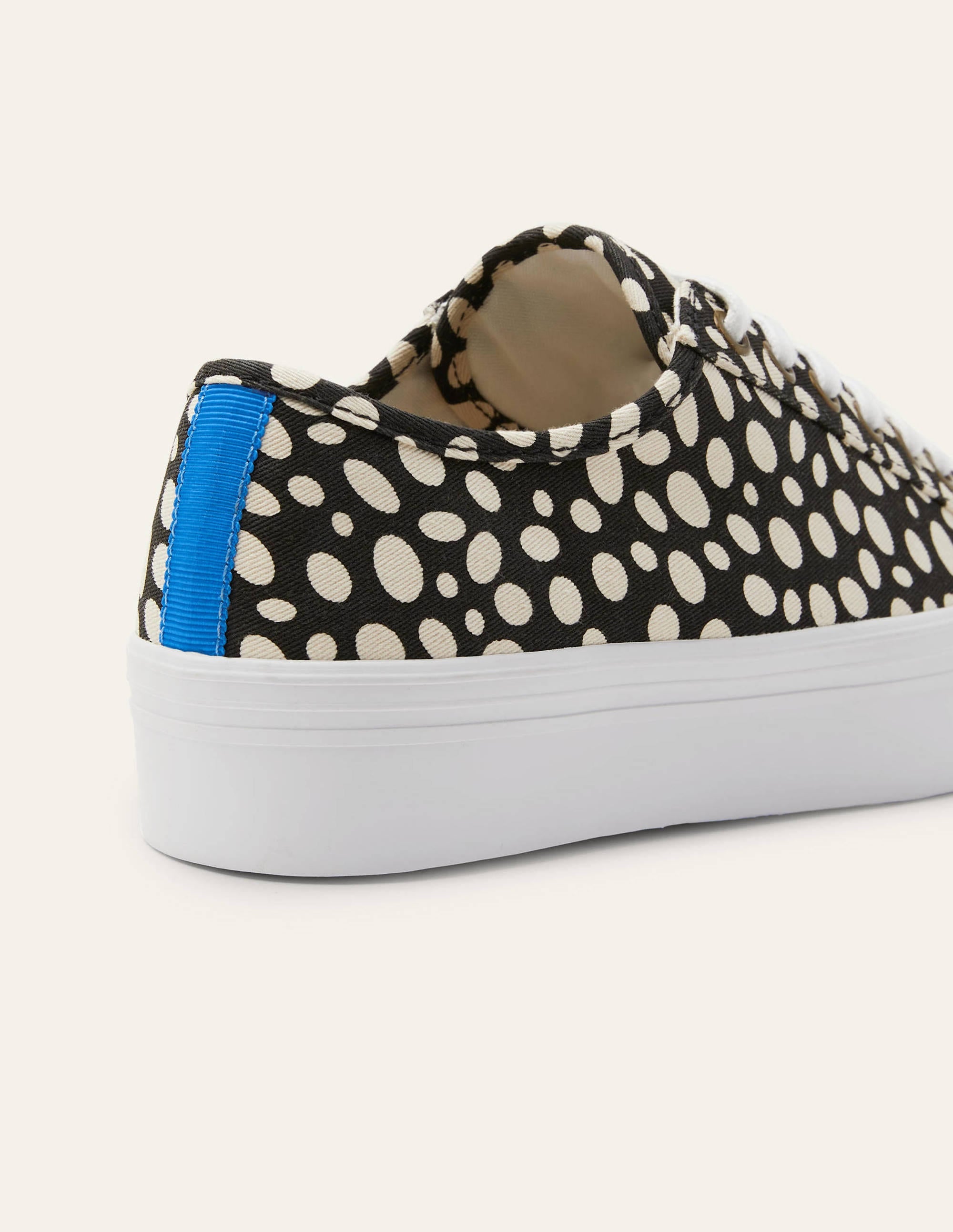 Canvas Flatform Plimsolls-Black/Ivory Animal - Image 3