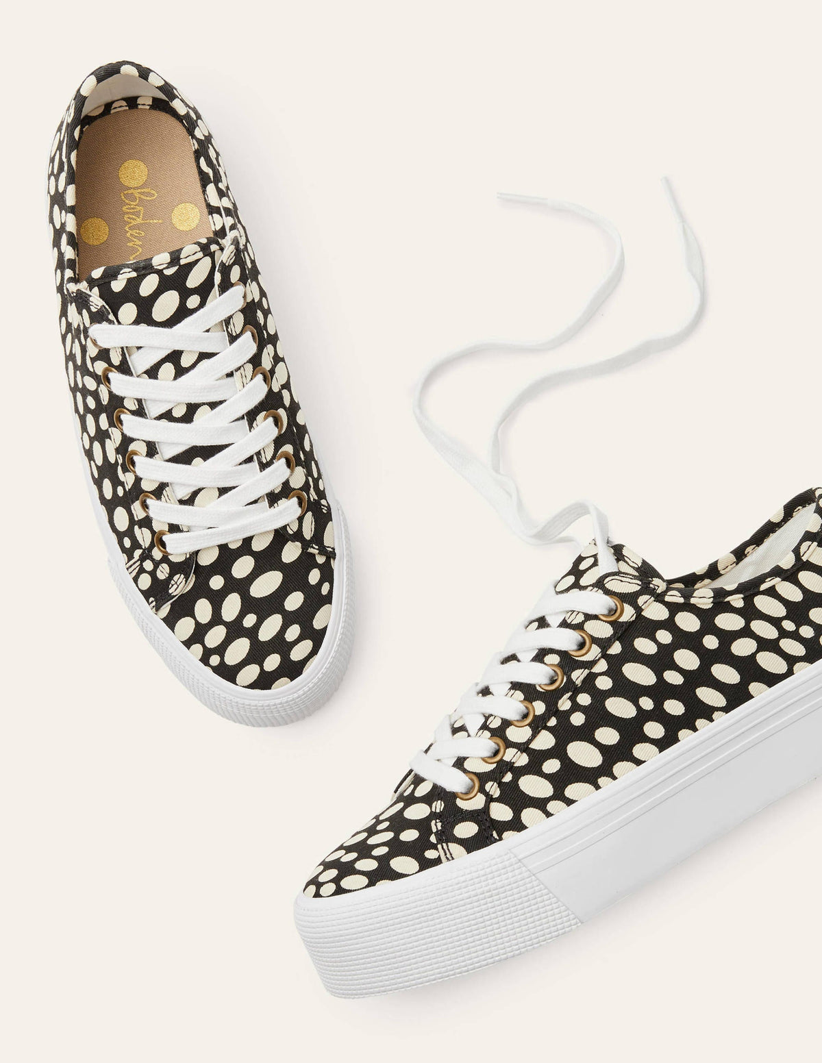 Canvas Flatform Plimsolls-Black/Ivory Animal - Image 1