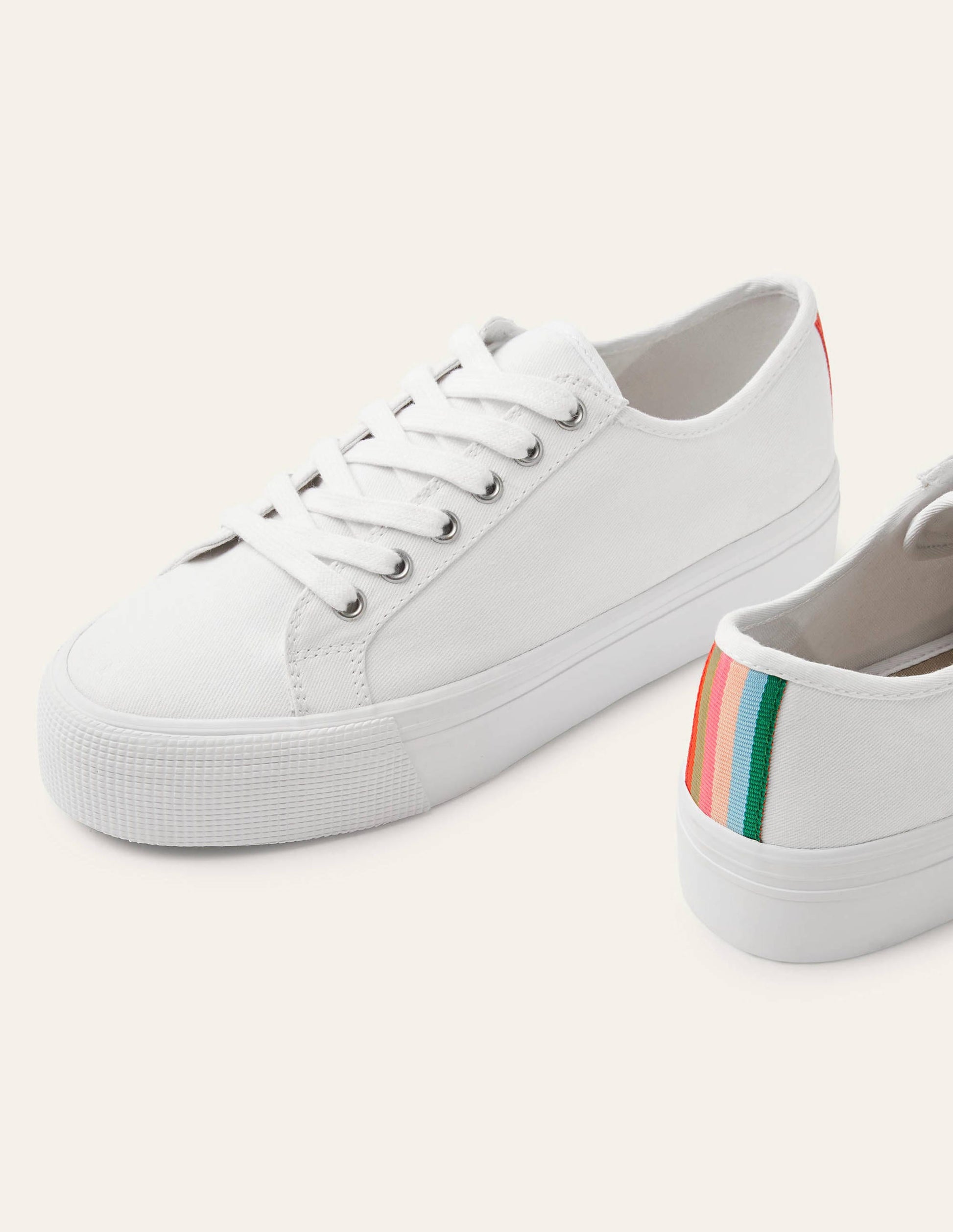 Canvas Flatform Plimsolls-White-1