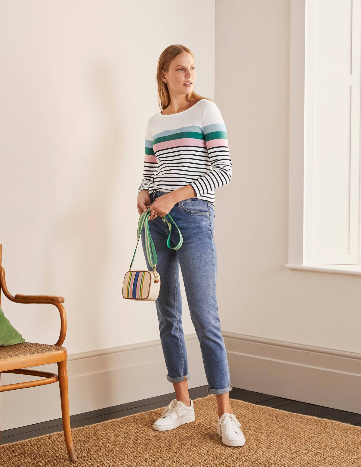 Long Sleeve Breton Top-Ice Blue/ Soft Peony-2