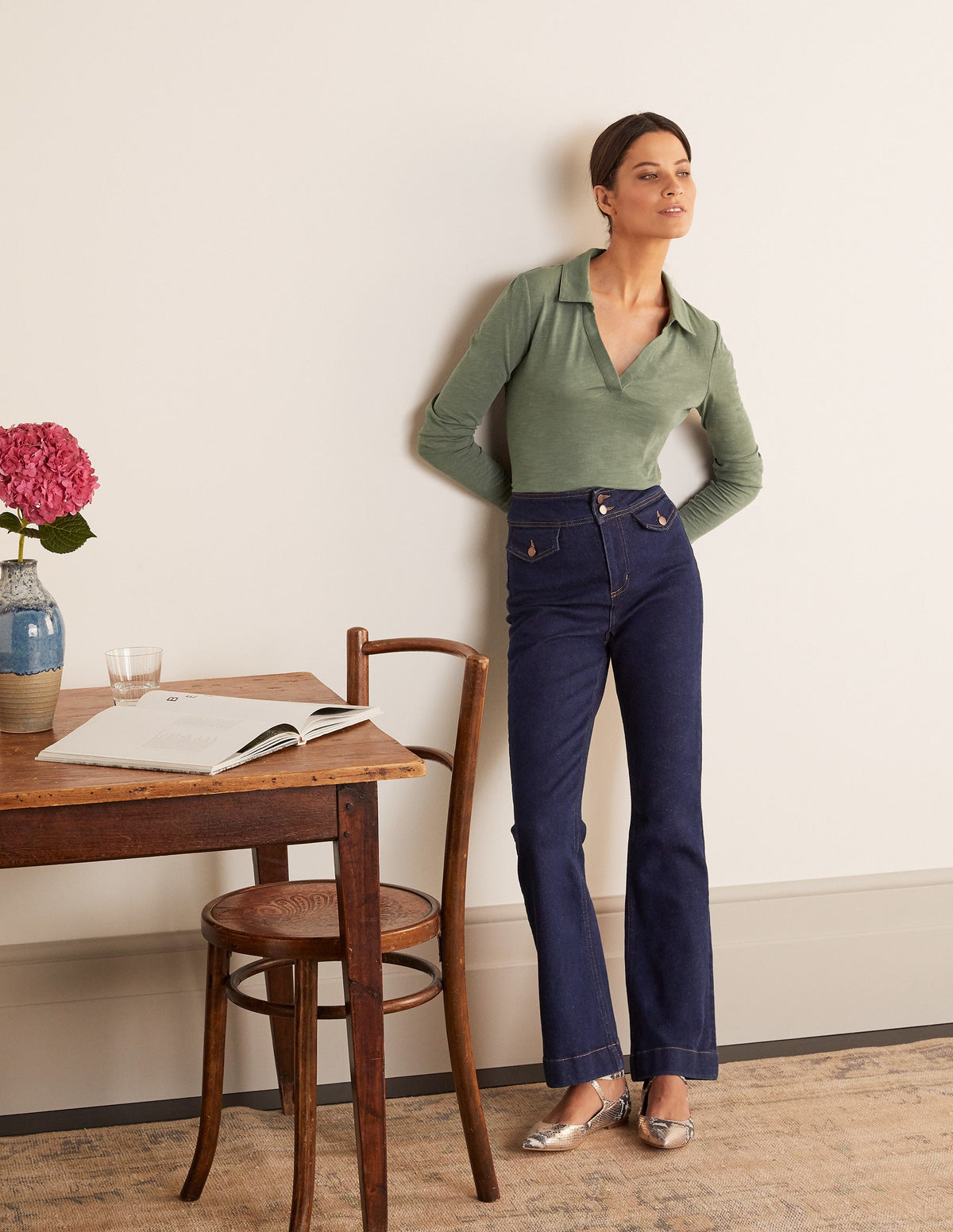 The Cotton Collar Notch Tee-Alder - Image 2