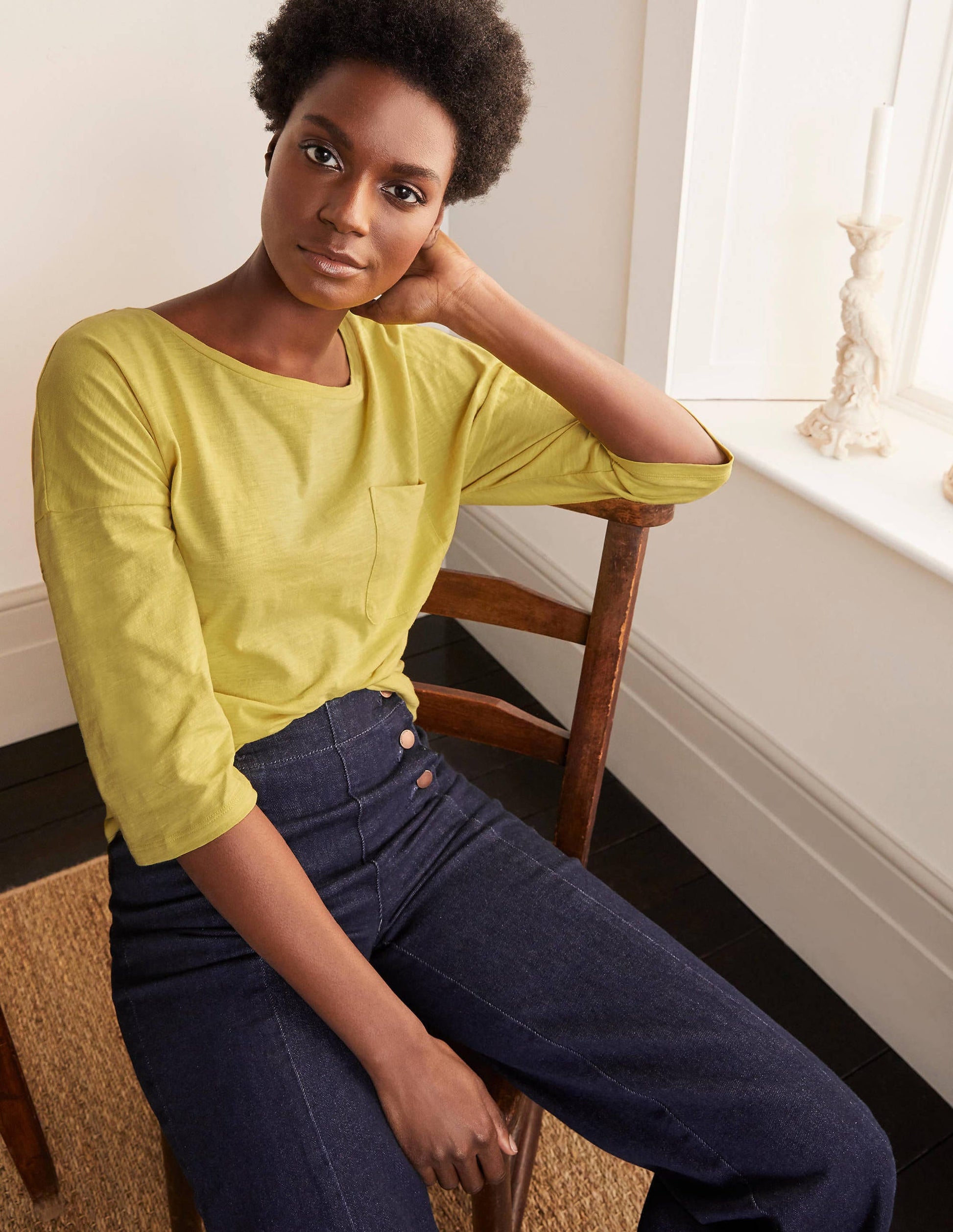 The Cotton Boxy Boatneck Tee-Pineapple-1