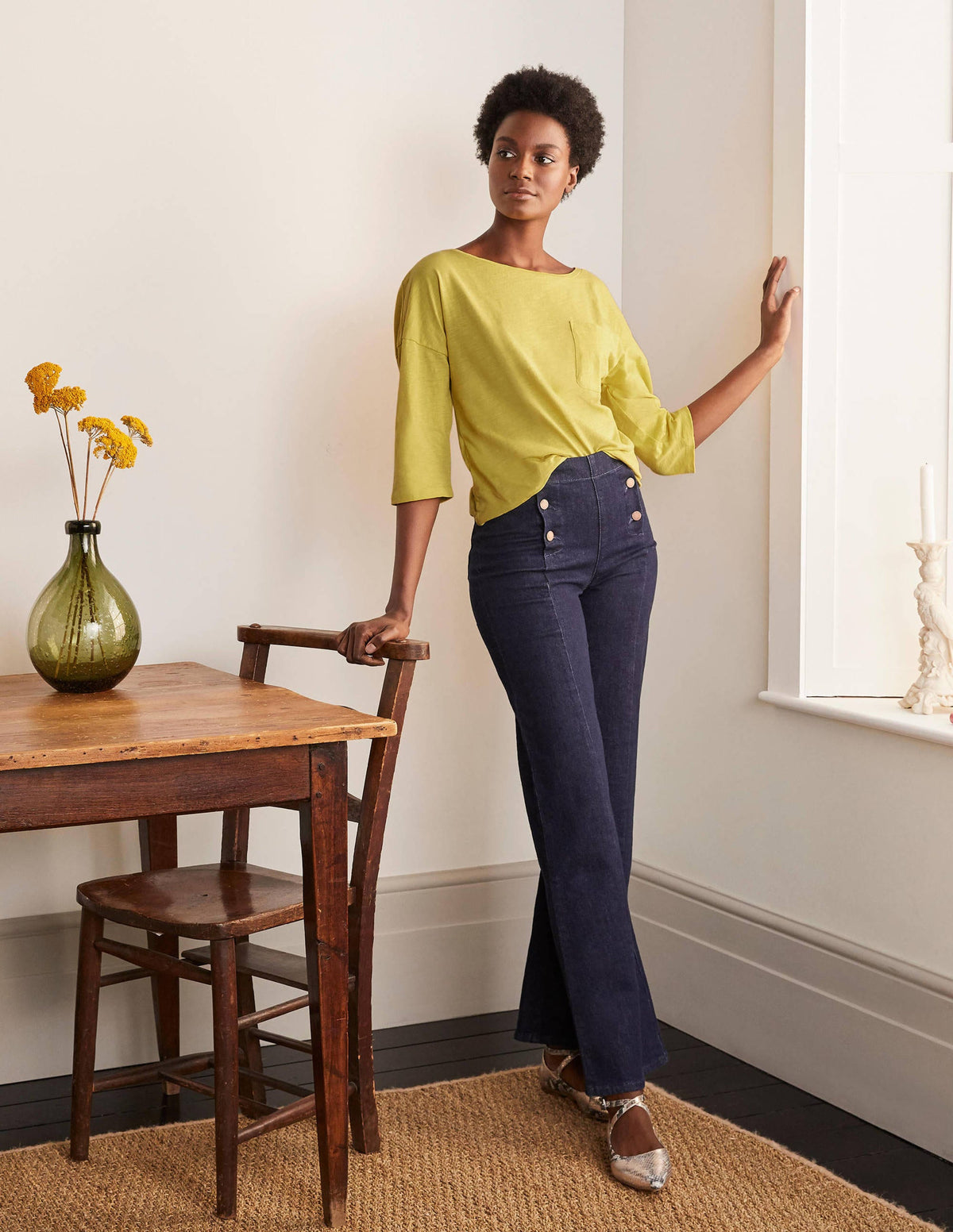 The Cotton Boxy Boatneck Tee-Pineapple - Image 2