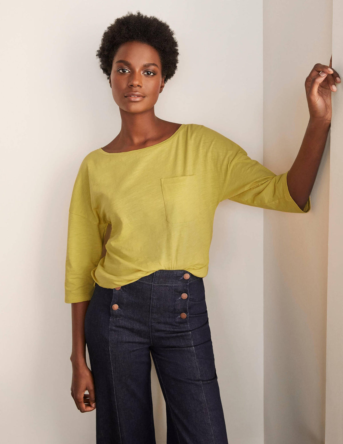 The Cotton Boxy Boatneck Tee-Pineapple - Image 5