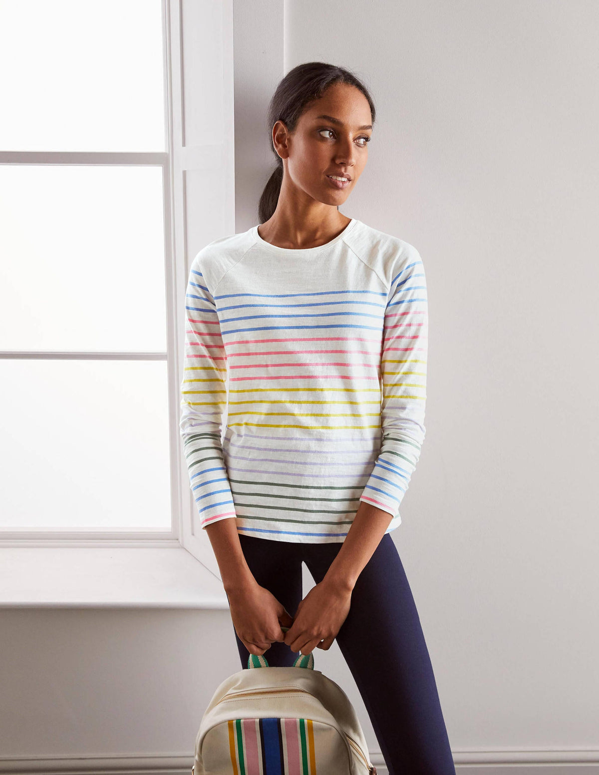 Lorna Baseball Top-Rainbow Multi Stripe-1