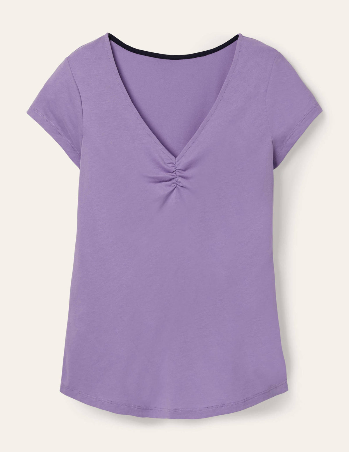 Supersoft Ruched V-neck Tee-Cool Violet-5