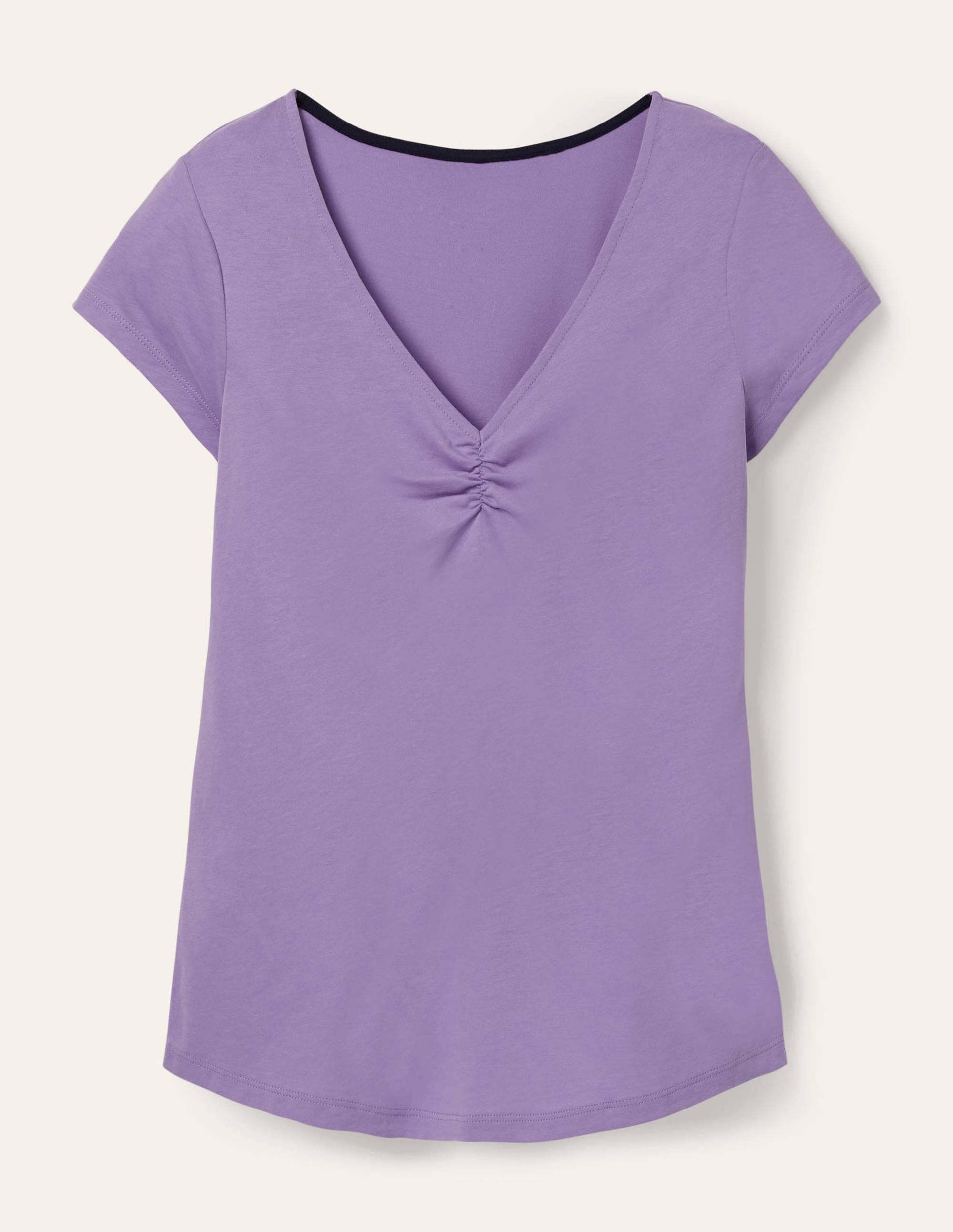 Supersoft Ruched V-neck Tee-Cool Violet - Image 5