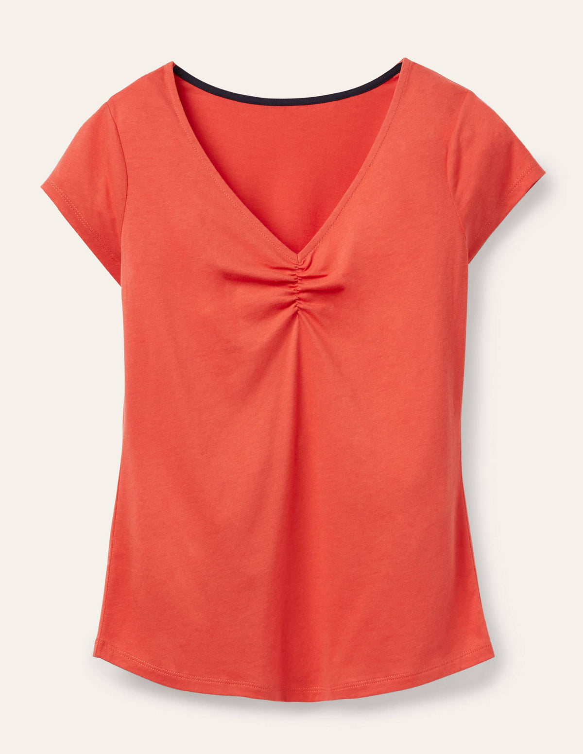 Supersoft Ruched V-neck Tee-Cherry Red - Image 5