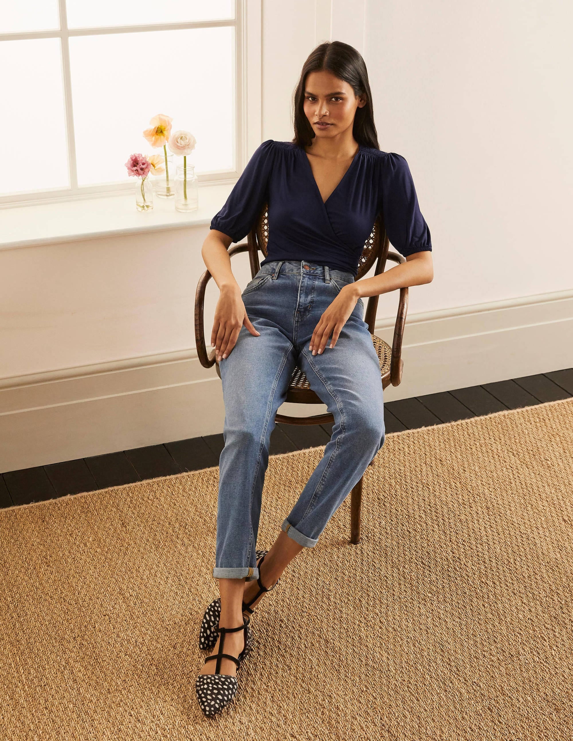 Joanna Wrap Top-Navy - Image 2