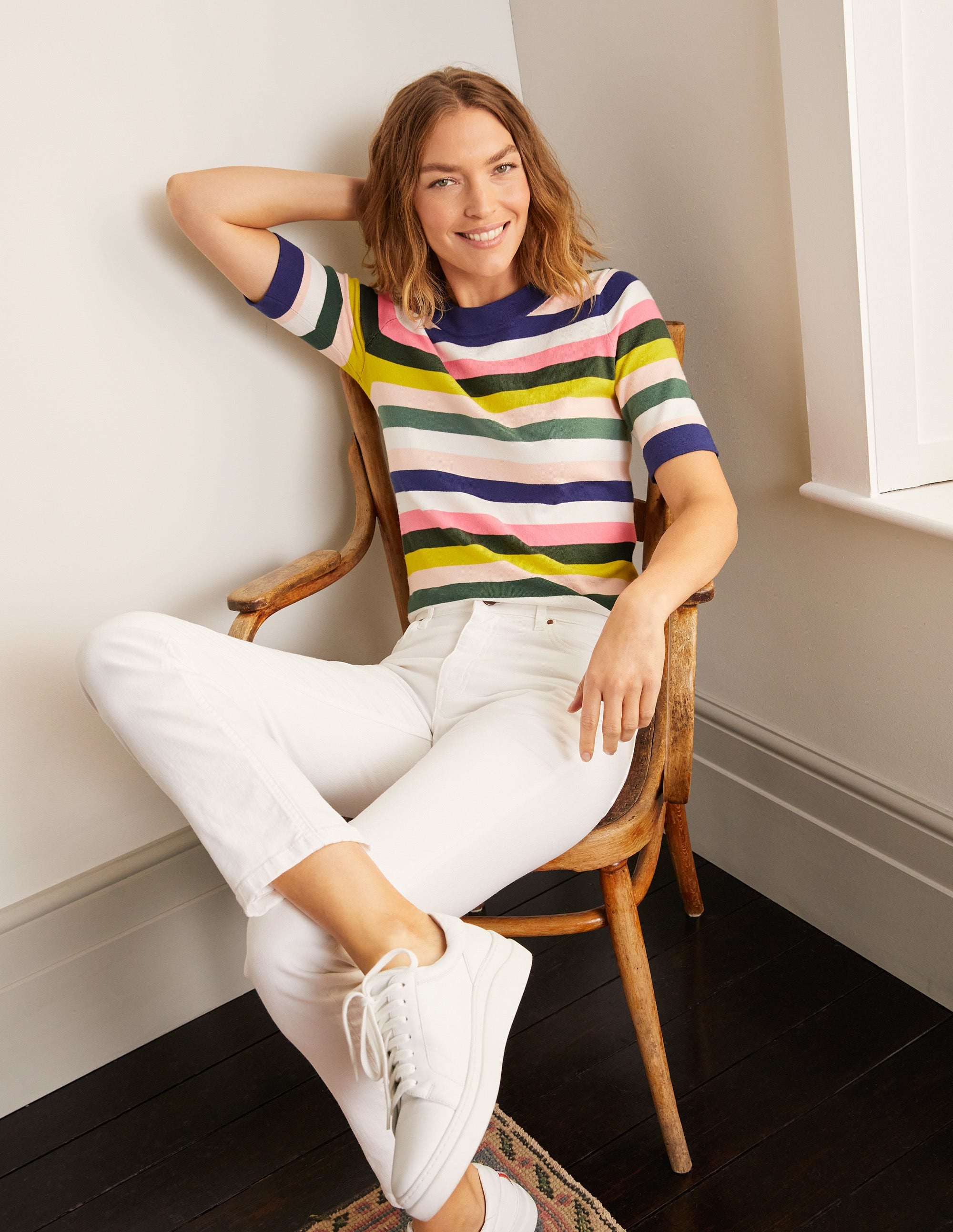 Abingdon Knitted Tee-Multi Stripe - Image 1