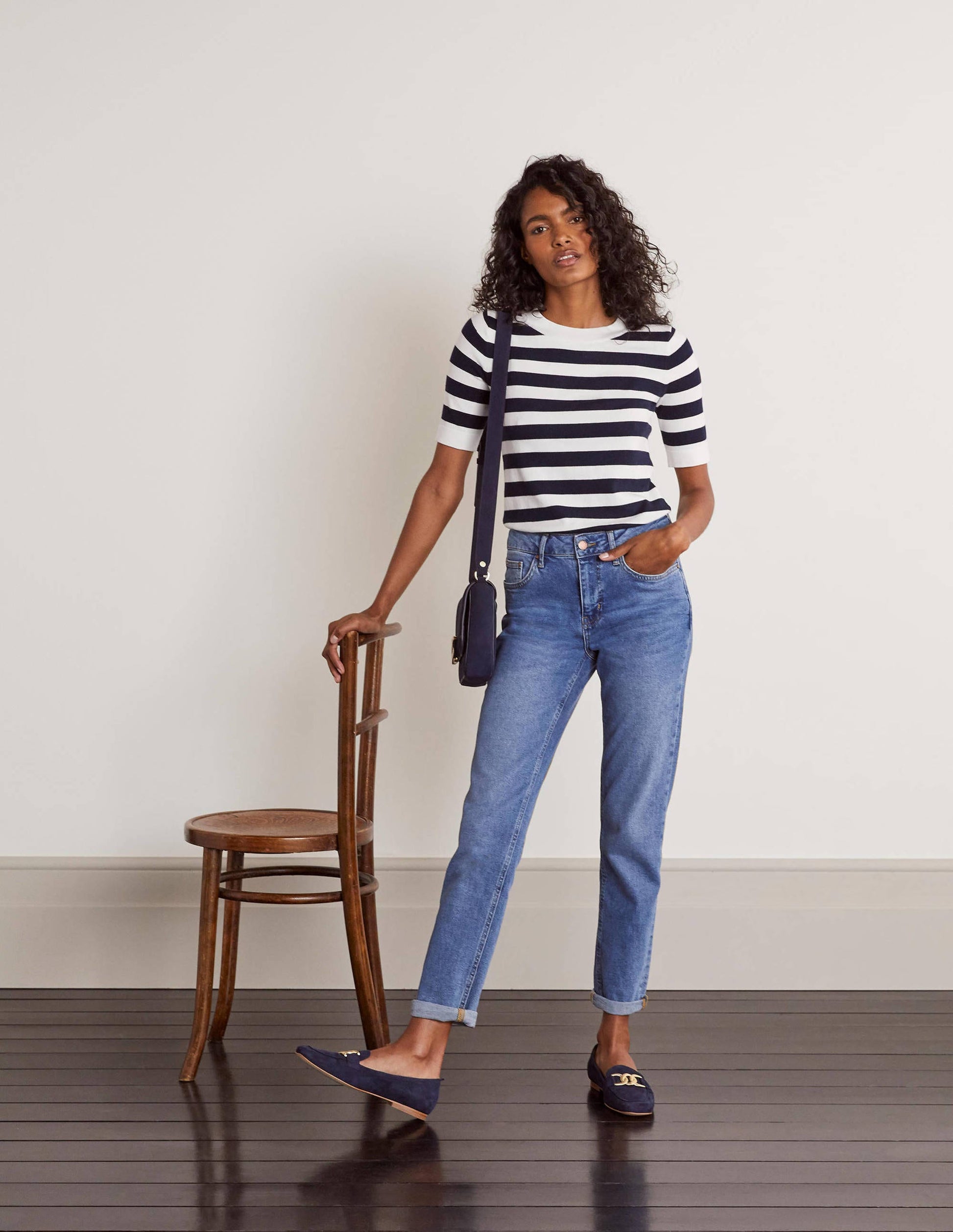 Abingdon Knitted Tee-Navy/Ivory Stripe-2