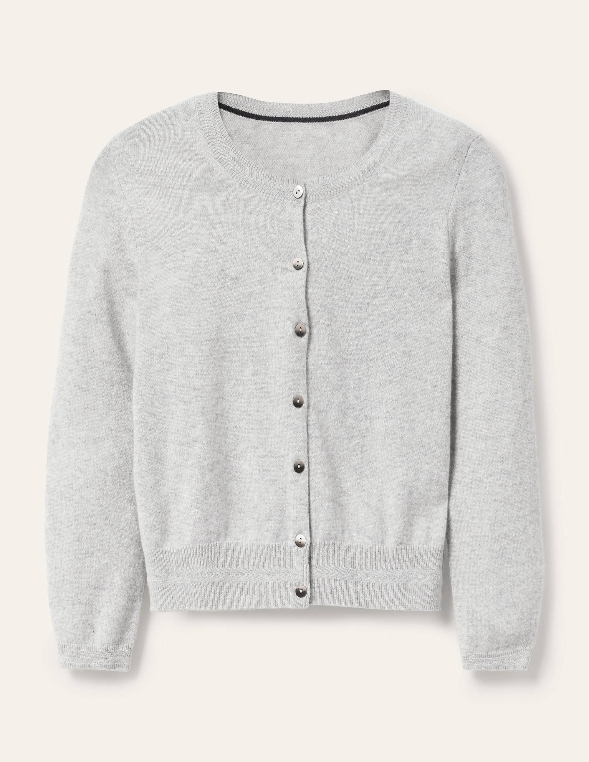 Cashmere Crop Cardigan-Grey Melange - Image 5
