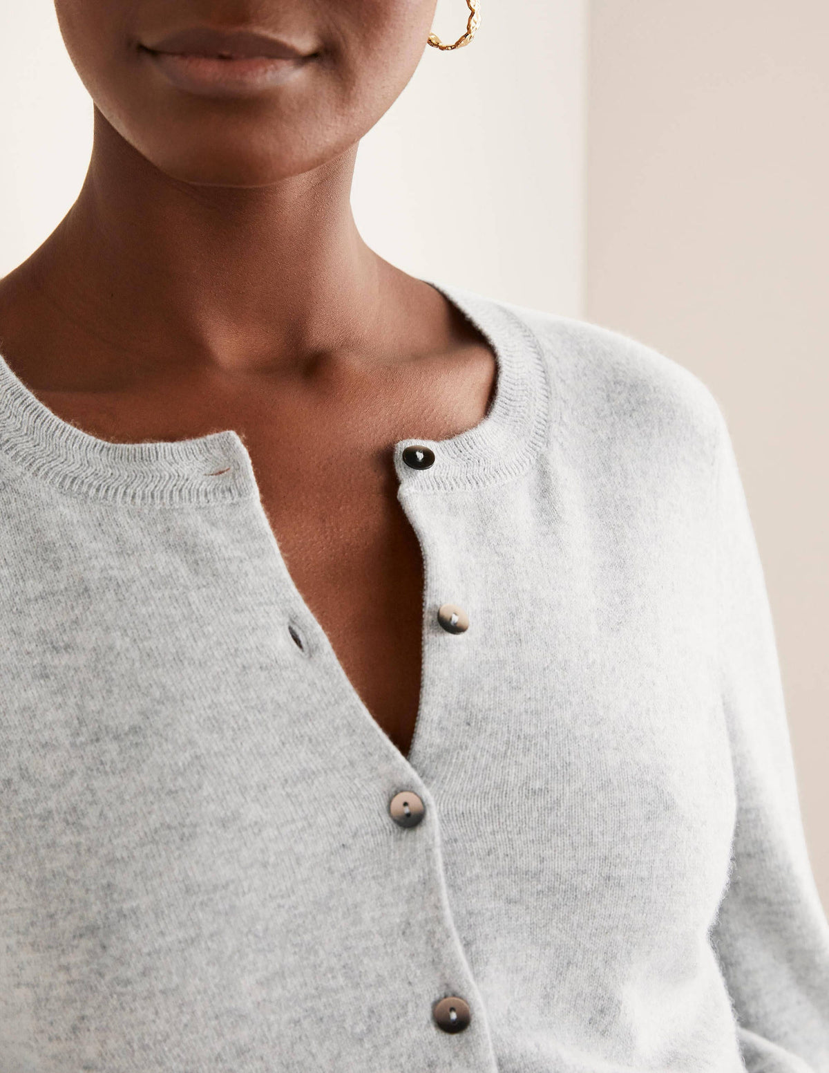 Cashmere Crop Cardigan-Grey Melange - Image 4
