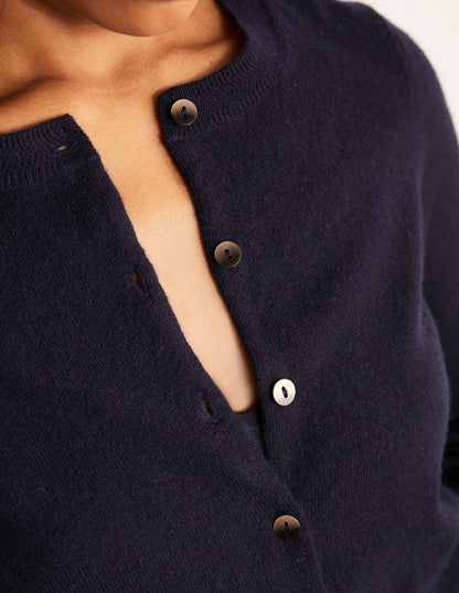 Cashmere Crop Cardigan-Navy