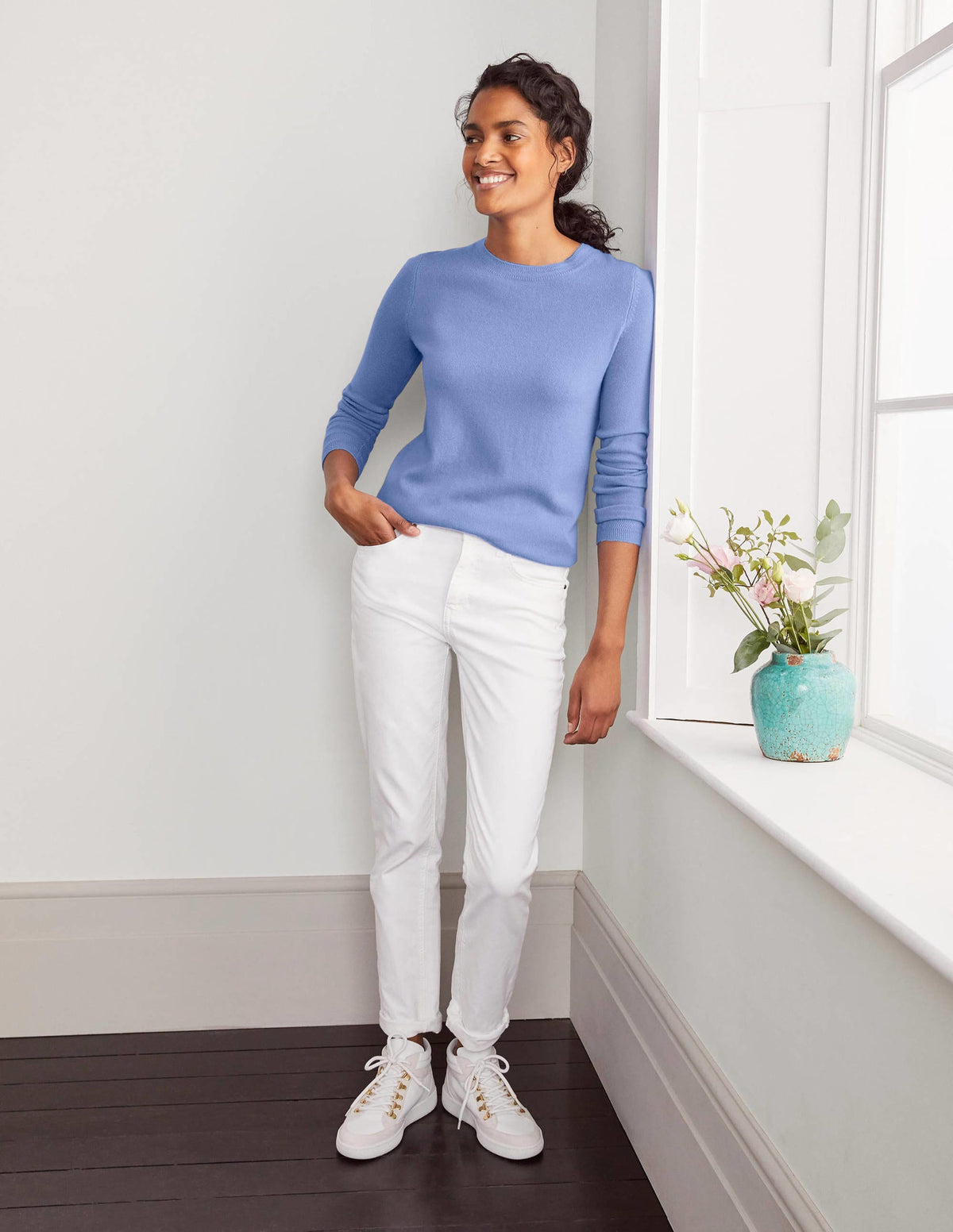 Cashmere Crew Neck Sweater-Gulf Blue - Image 2